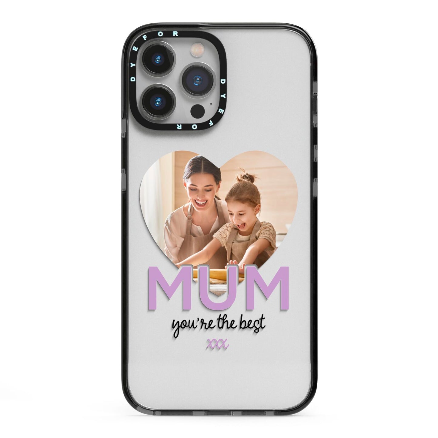 Mothers Day Heart Photo iPhone 13 Pro Max Black Impact Case on Silver phone