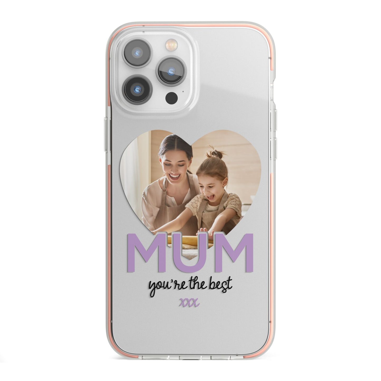 Mothers Day Heart Photo iPhone 13 Pro Max TPU Impact Case with Pink Edges