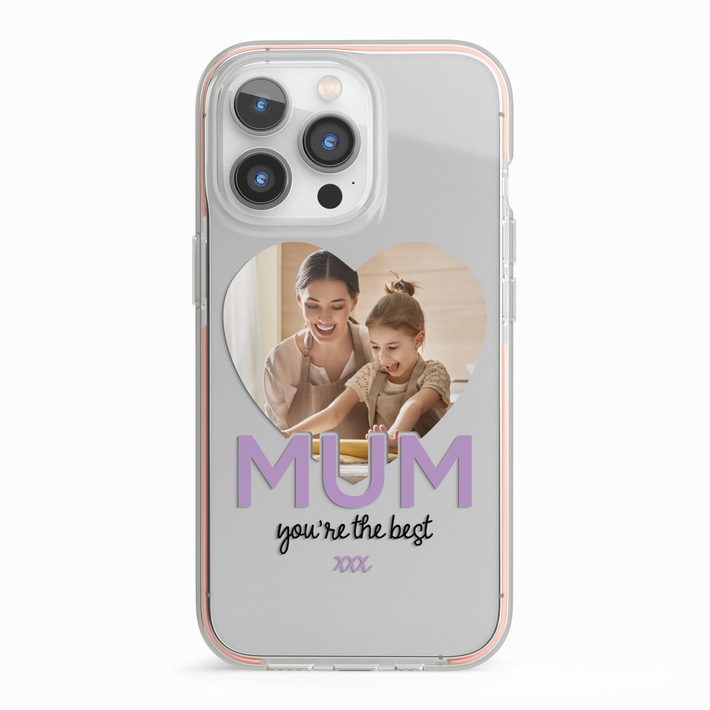 Mothers Day Heart Photo iPhone 13 Pro TPU Impact Case with Pink Edges