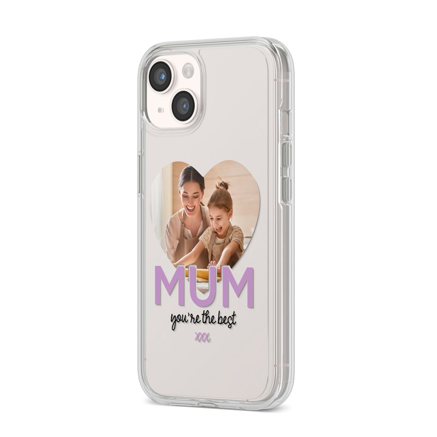 Mothers Day Heart Photo iPhone 14 Clear Tough Case Starlight Angled Image