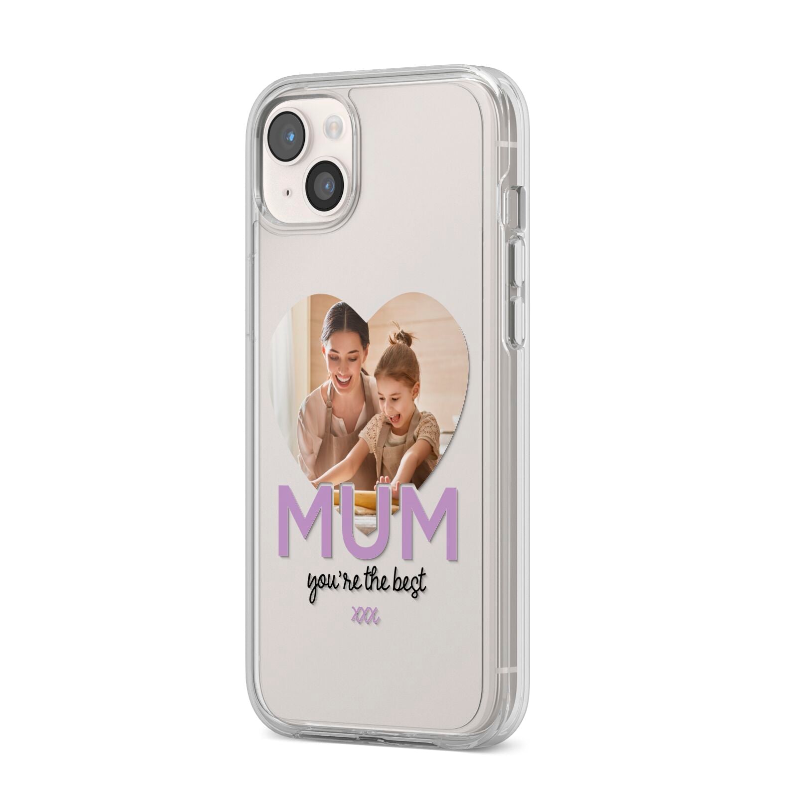 Mothers Day Heart Photo iPhone 14 Plus Clear Tough Case Starlight Angled Image