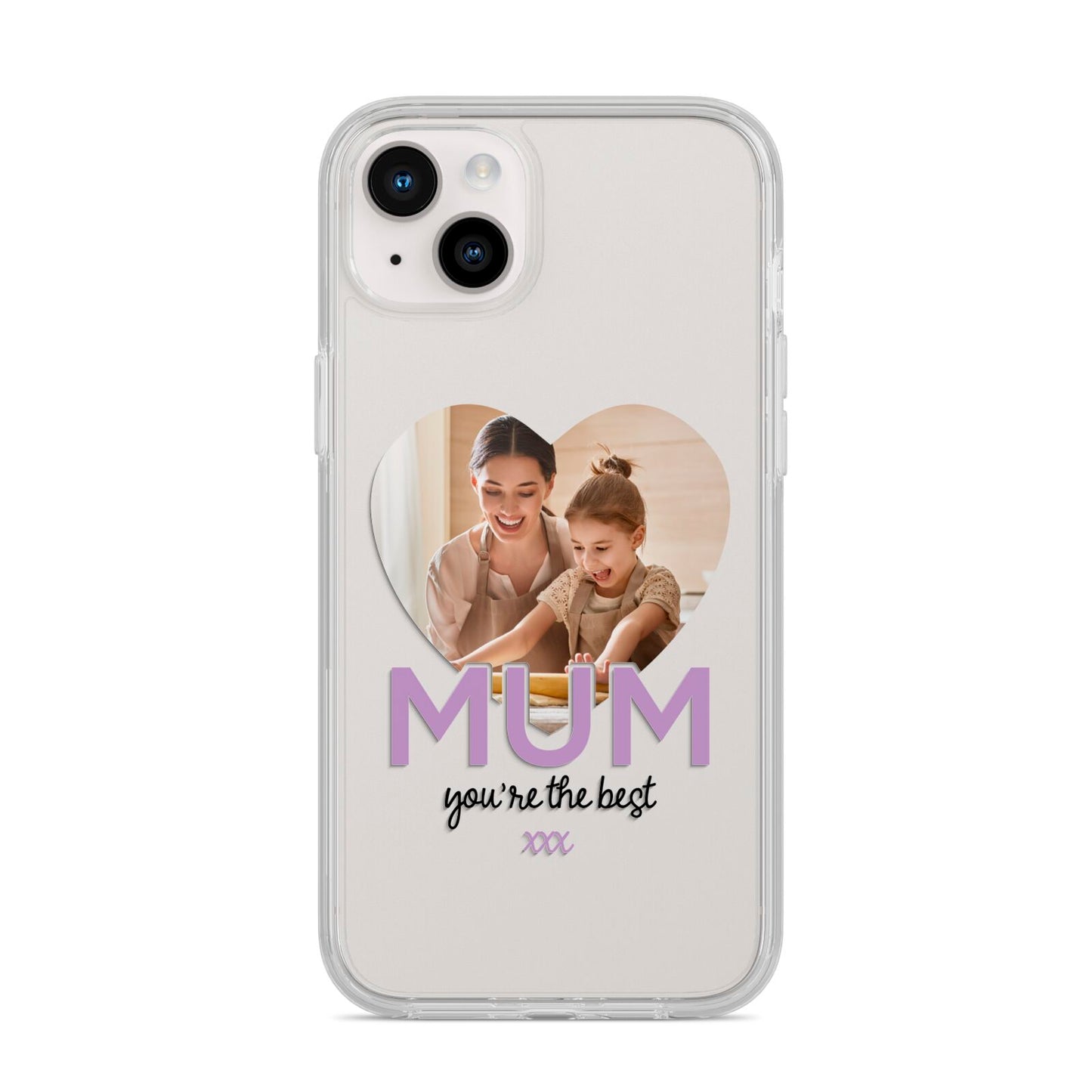 Mothers Day Heart Photo iPhone 14 Plus Clear Tough Case Starlight