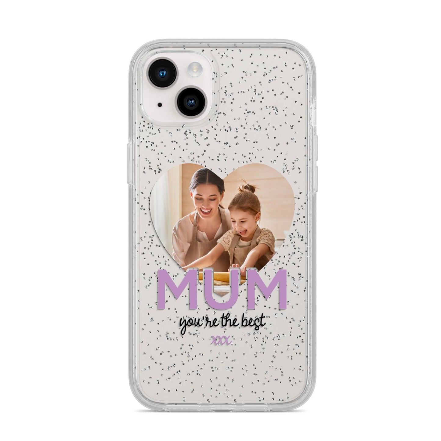 Mothers Day Heart Photo iPhone 14 Plus Glitter Tough Case Starlight