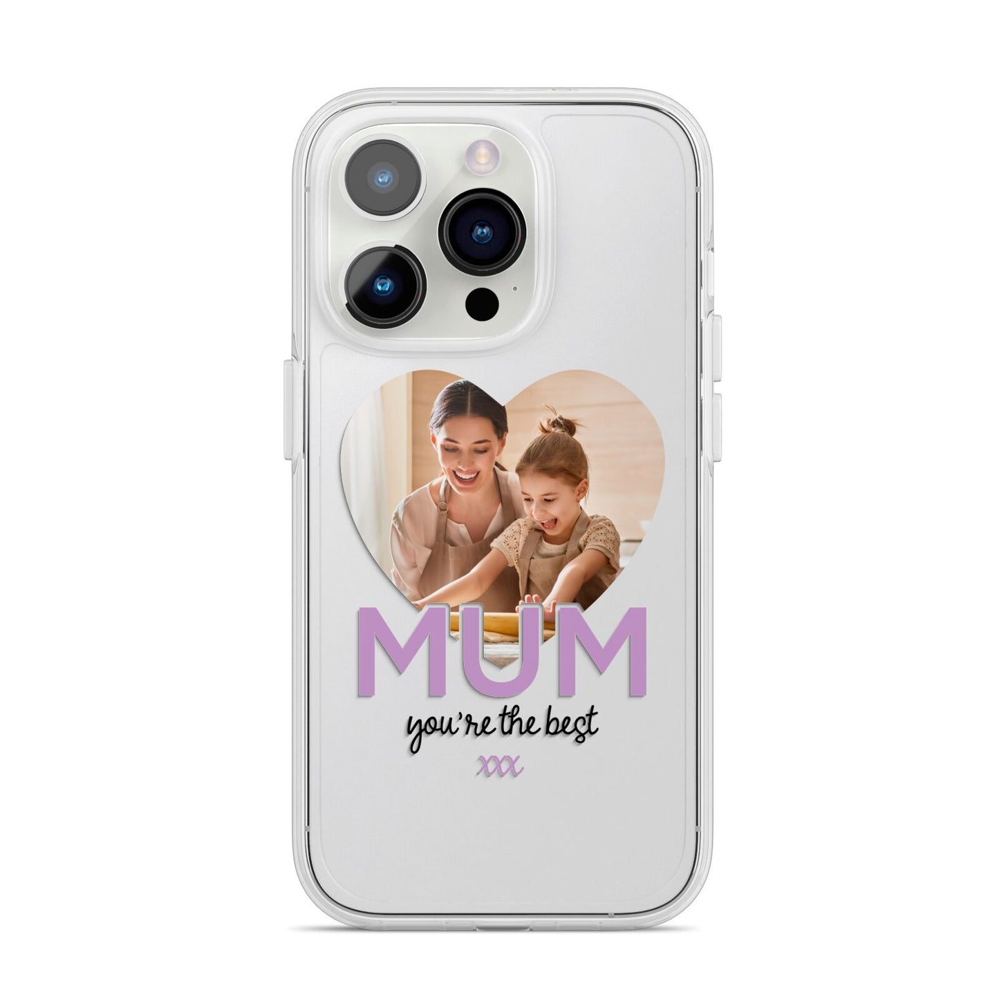 Mothers Day Heart Photo iPhone 14 Pro Clear Tough Case Silver