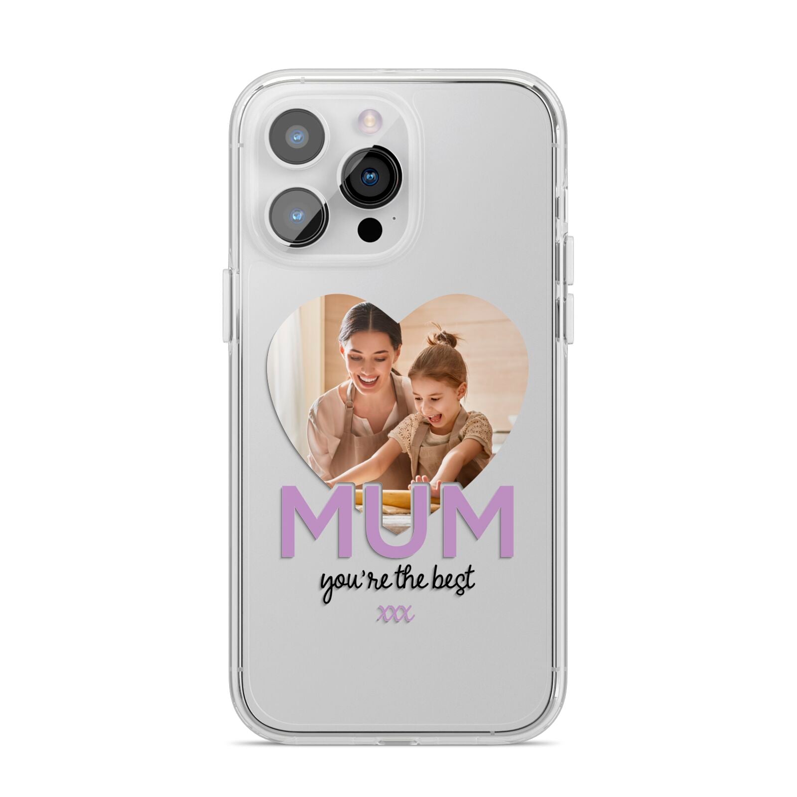 Mothers Day Heart Photo iPhone 14 Pro Max Clear Tough Case Silver