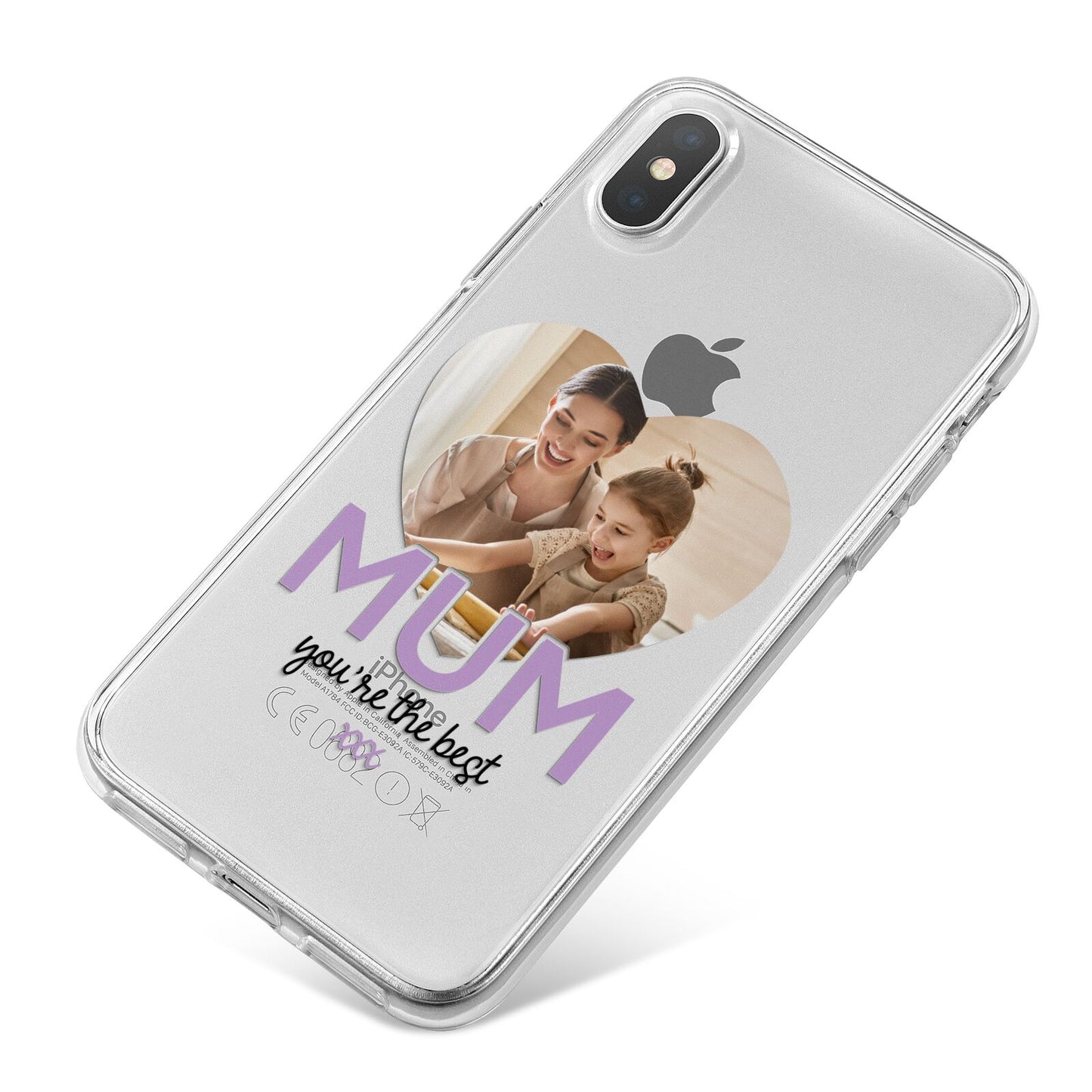 Mothers Day Heart Photo iPhone X Bumper Case on Silver iPhone