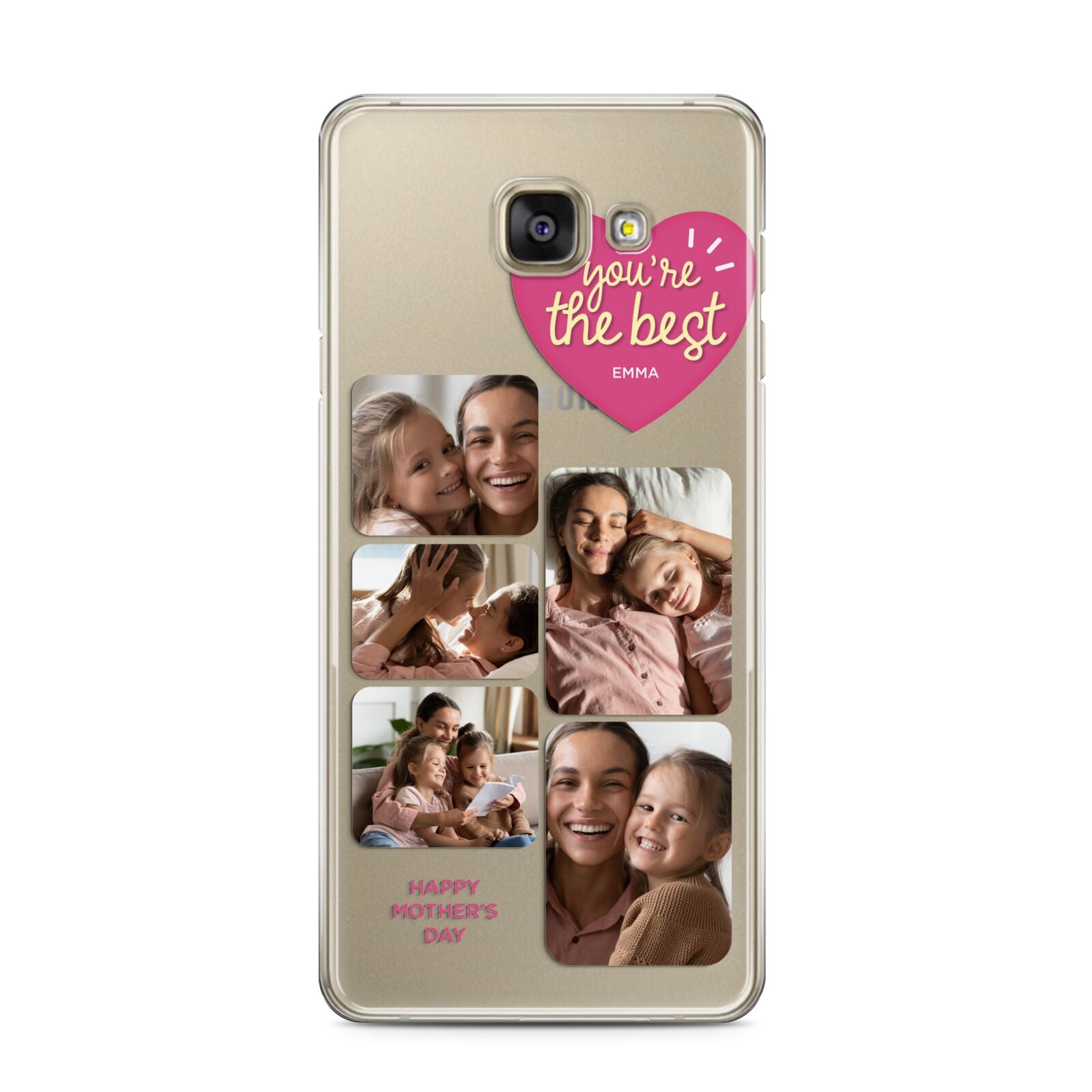 Mothers Day Multi Photo Strip Samsung Galaxy A3 2016 Case on gold phone