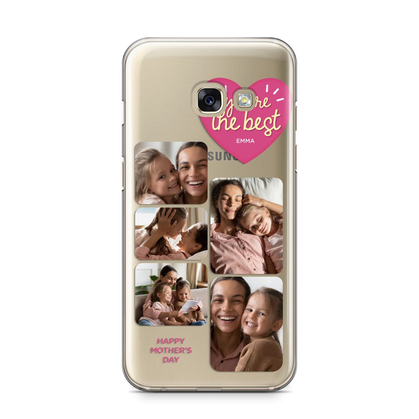 Mothers Day Multi Photo Strip Samsung Galaxy A3 2017 Case on gold phone