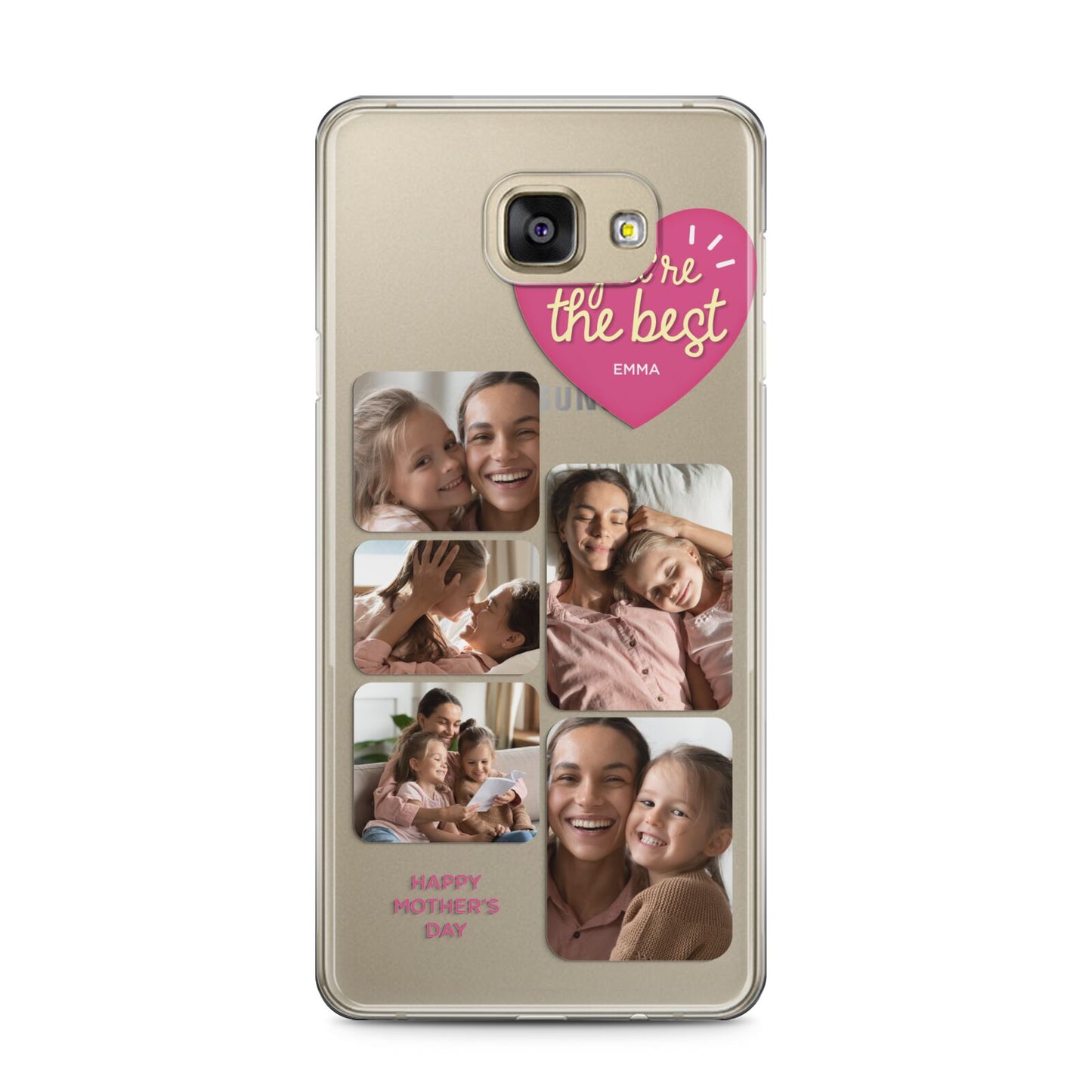 Mothers Day Multi Photo Strip Samsung Galaxy A5 2016 Case on gold phone