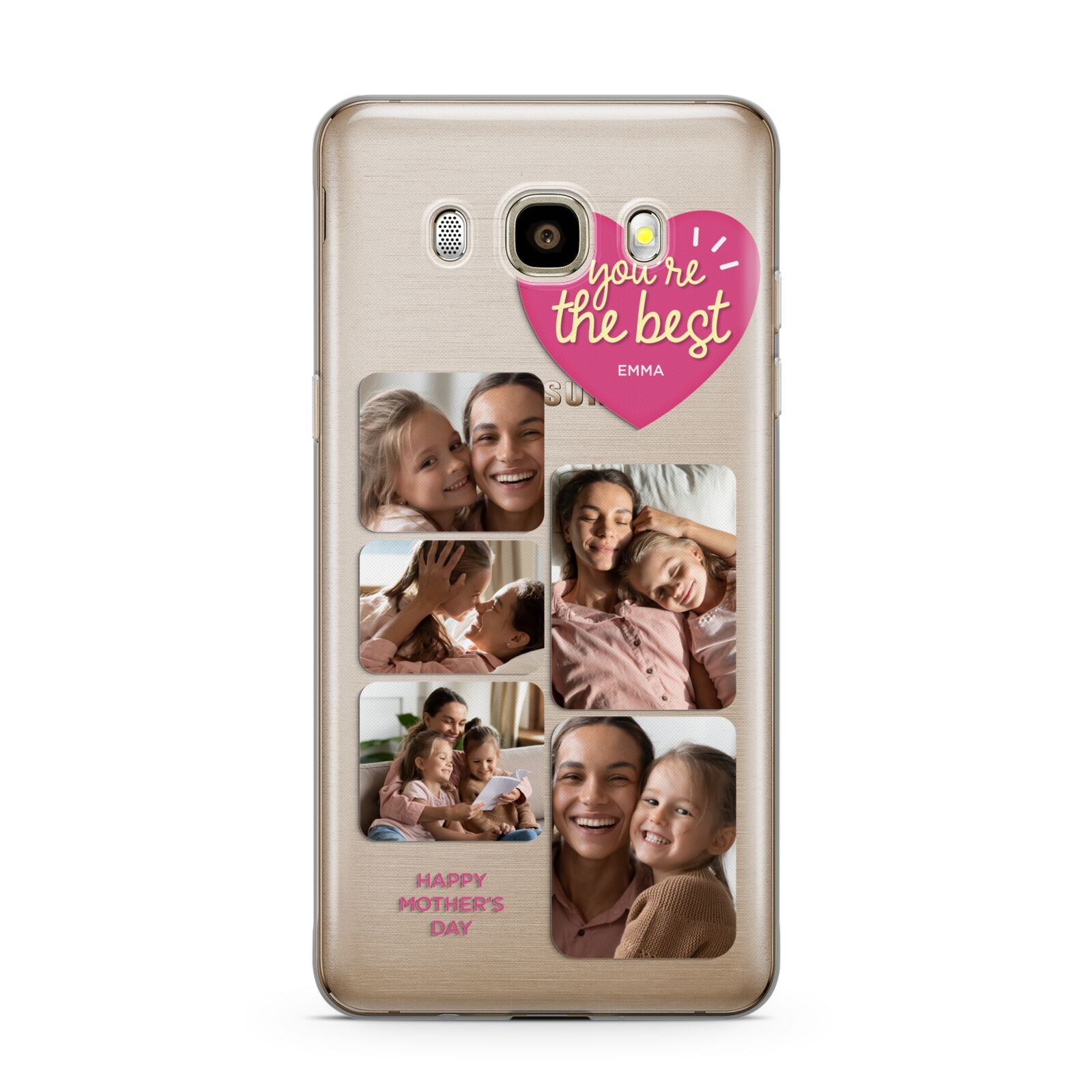 Mothers Day Multi Photo Strip Samsung Galaxy J7 2016 Case on gold phone