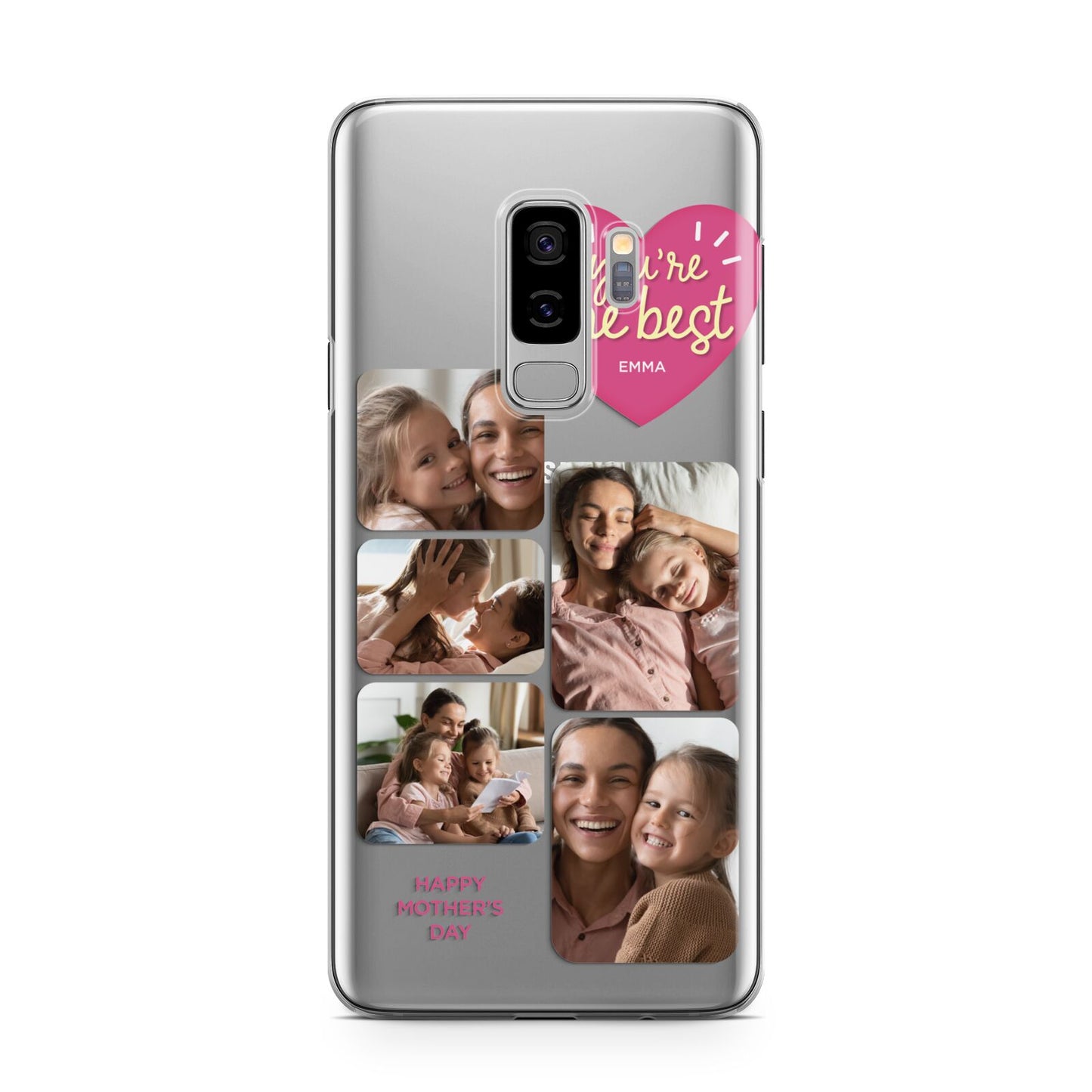 Mothers Day Multi Photo Strip Samsung Galaxy S9 Plus Case on Silver phone