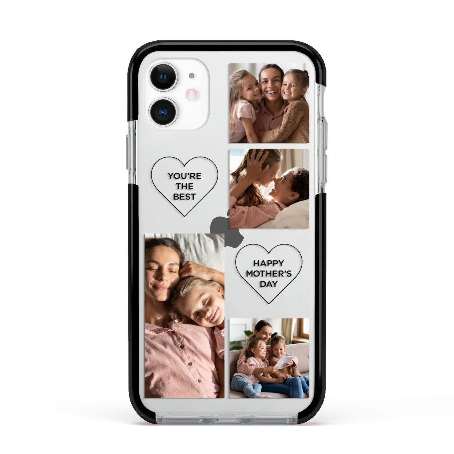 Mothers Day Multi Photo Tiles Apple iPhone 11 in White with Black Impact Case