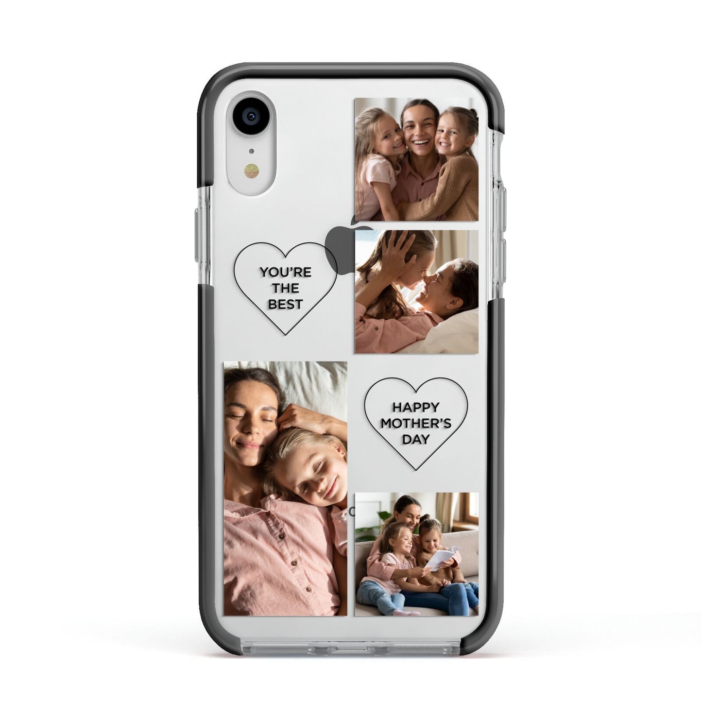 Mothers Day Multi Photo Tiles Apple iPhone XR Impact Case Black Edge on Silver Phone