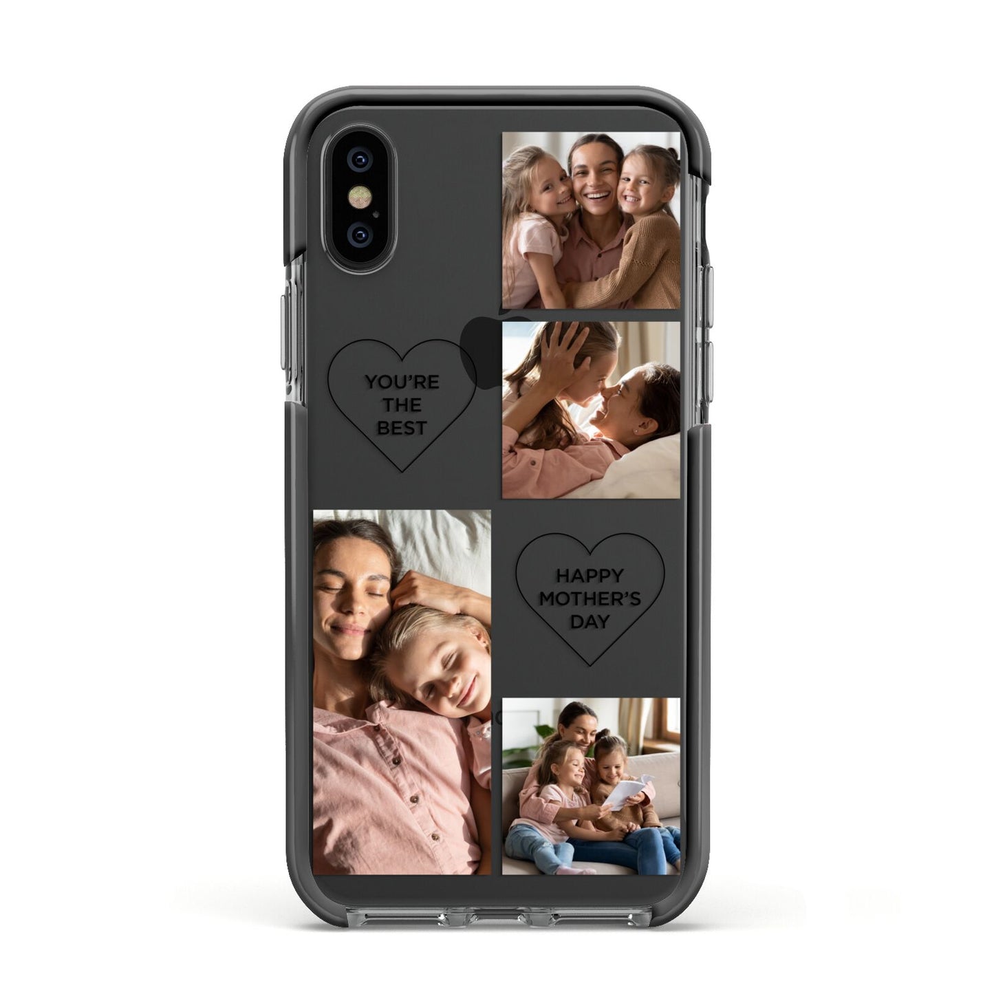 Mothers Day Multi Photo Tiles Apple iPhone Xs Impact Case Black Edge on Black Phone