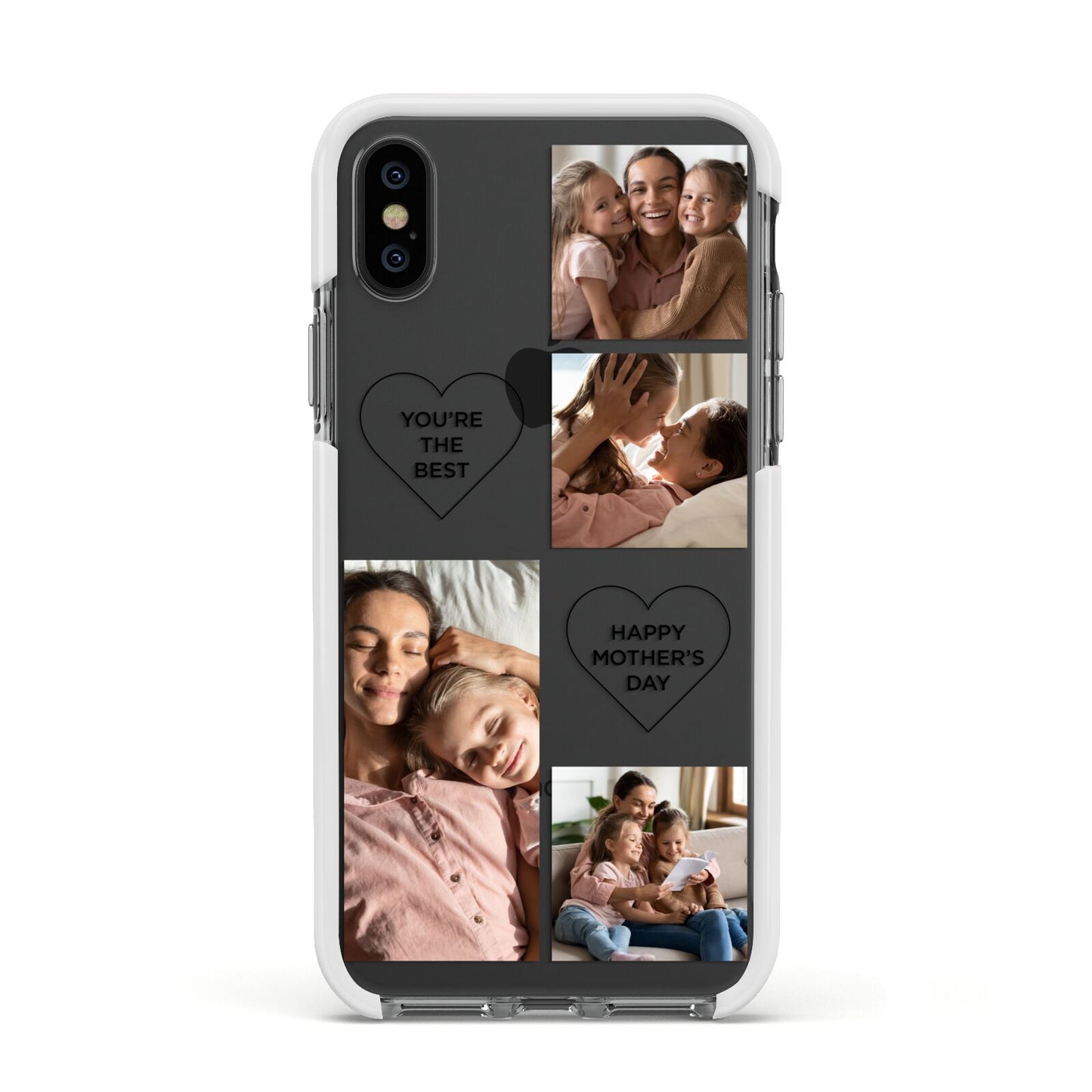 Mothers Day Multi Photo Tiles Apple iPhone Xs Impact Case White Edge on Black Phone