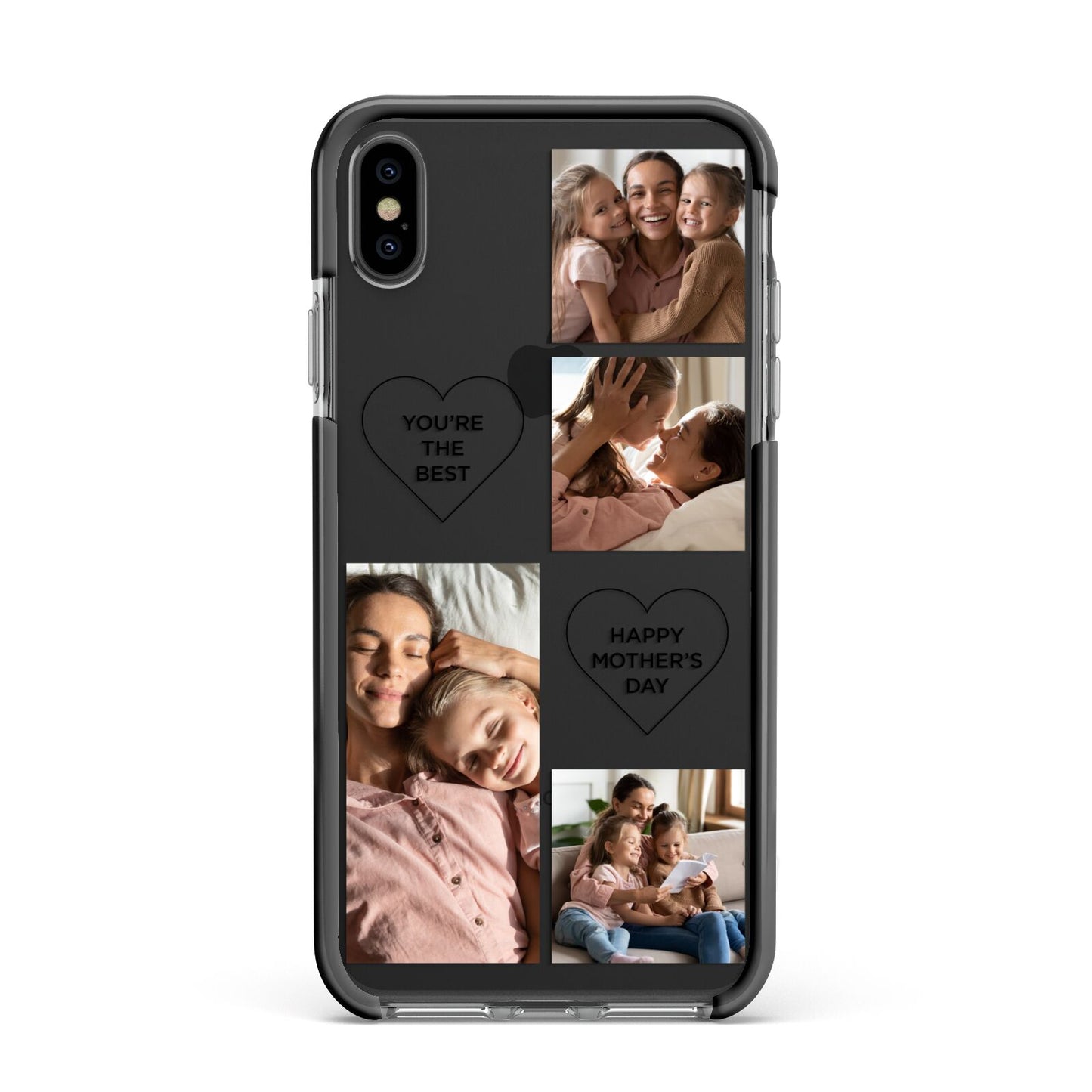 Mothers Day Multi Photo Tiles Apple iPhone Xs Max Impact Case Black Edge on Black Phone