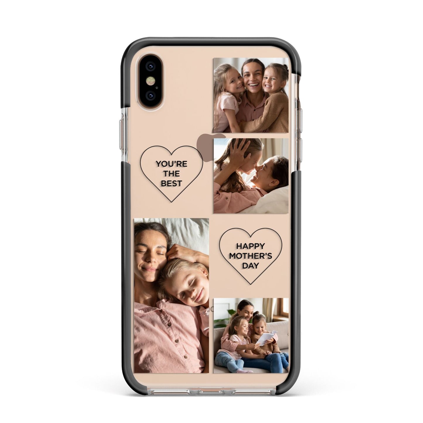 Mothers Day Multi Photo Tiles Apple iPhone Xs Max Impact Case Black Edge on Gold Phone