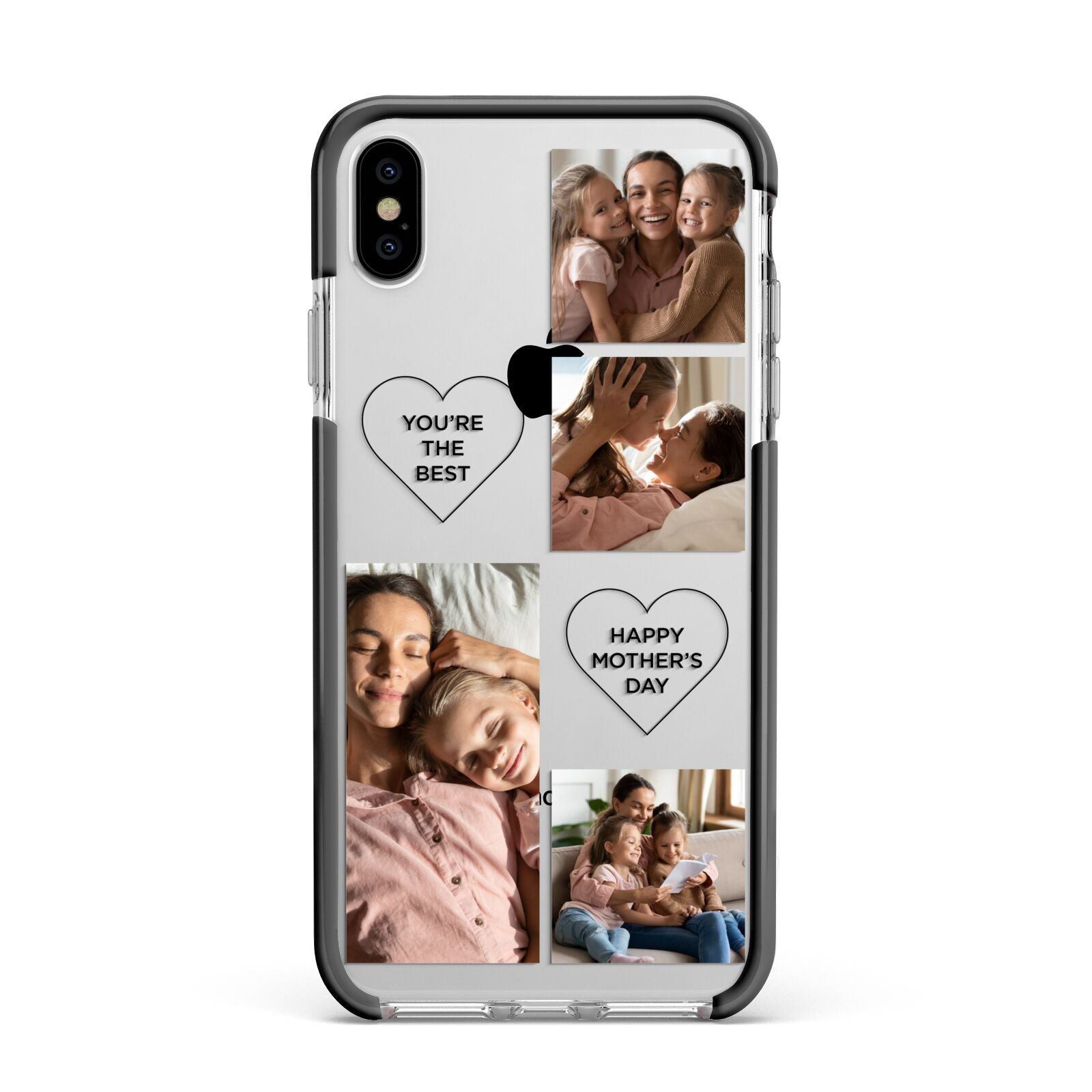 Mothers Day Multi Photo Tiles Apple iPhone Xs Max Impact Case Black Edge on Silver Phone