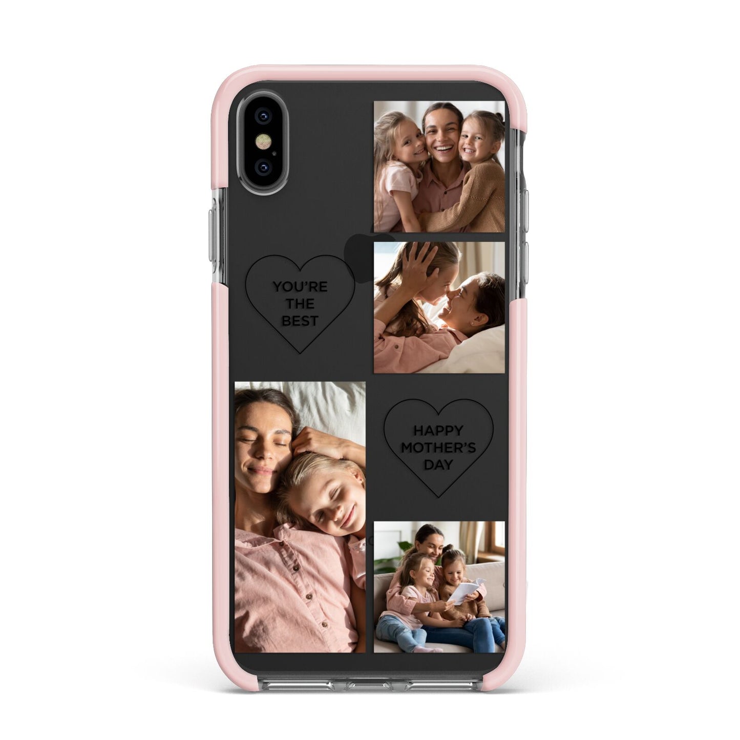 Mothers Day Multi Photo Tiles Apple iPhone Xs Max Impact Case Pink Edge on Black Phone