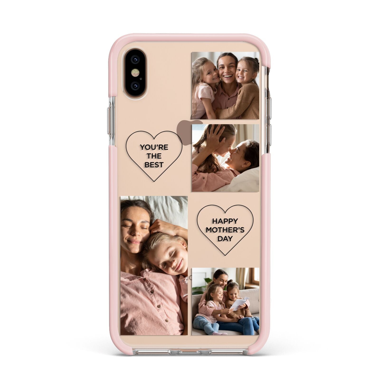 Mothers Day Multi Photo Tiles Apple iPhone Xs Max Impact Case Pink Edge on Gold Phone