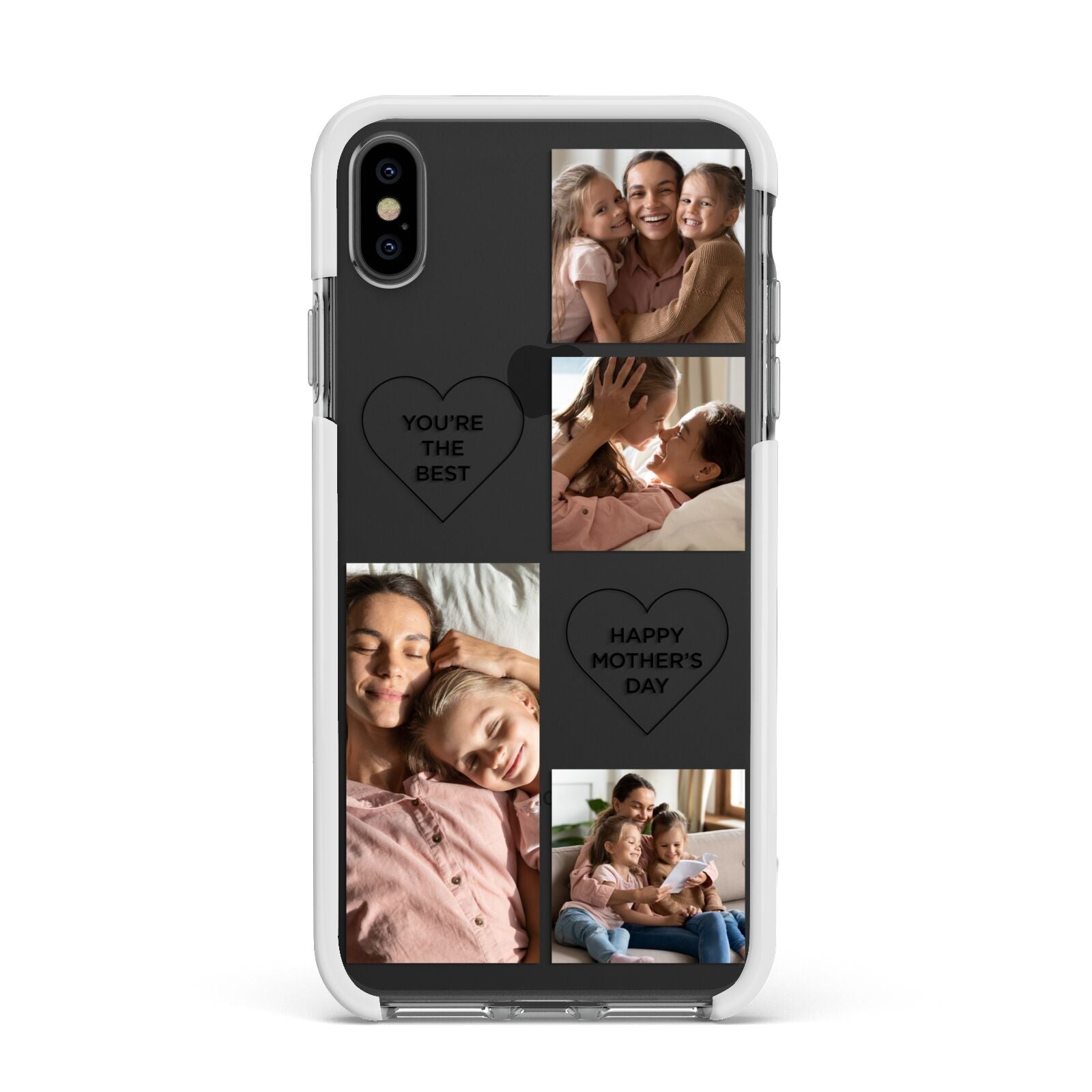 Mothers Day Multi Photo Tiles Apple iPhone Xs Max Impact Case White Edge on Black Phone