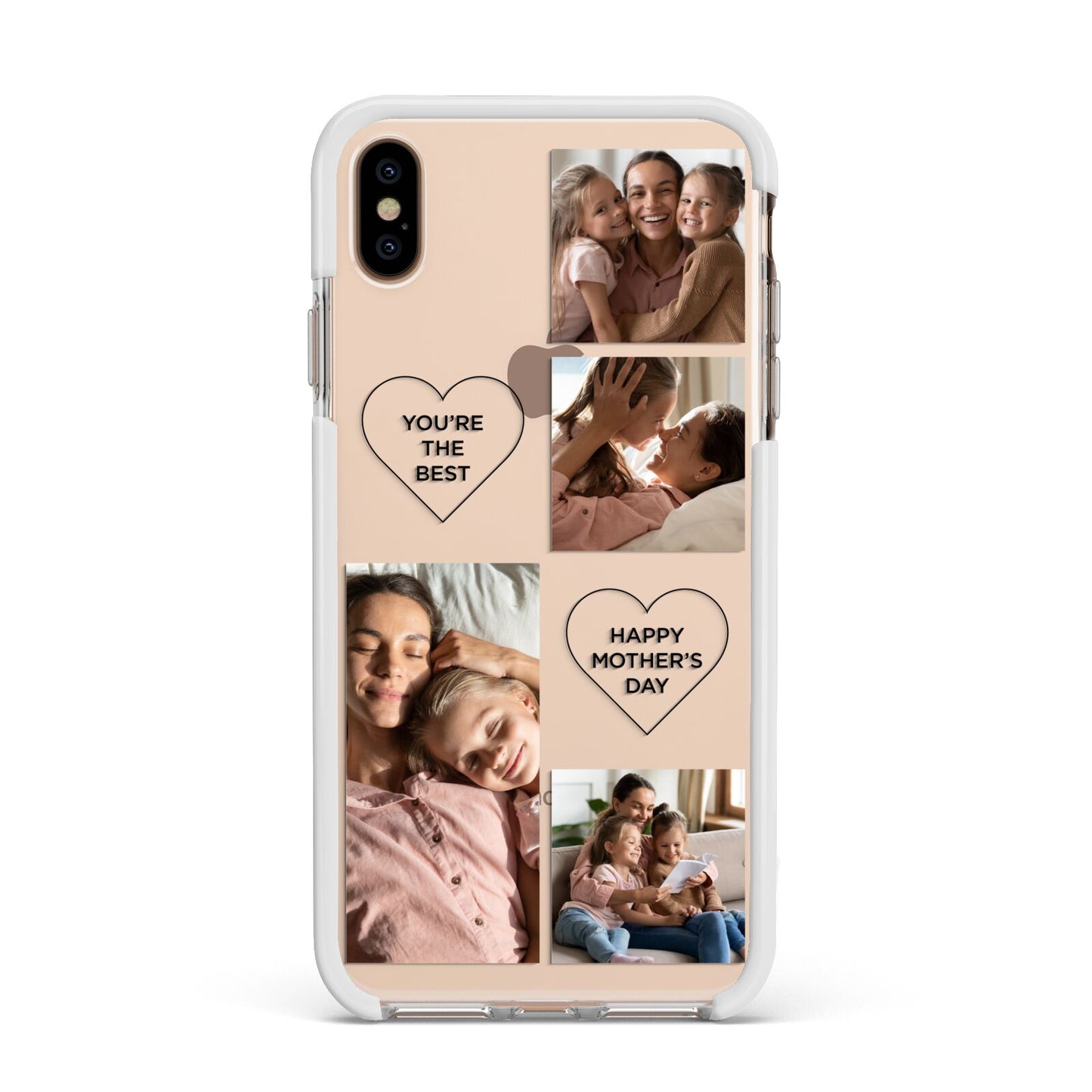 Mothers Day Multi Photo Tiles Apple iPhone Xs Max Impact Case White Edge on Gold Phone