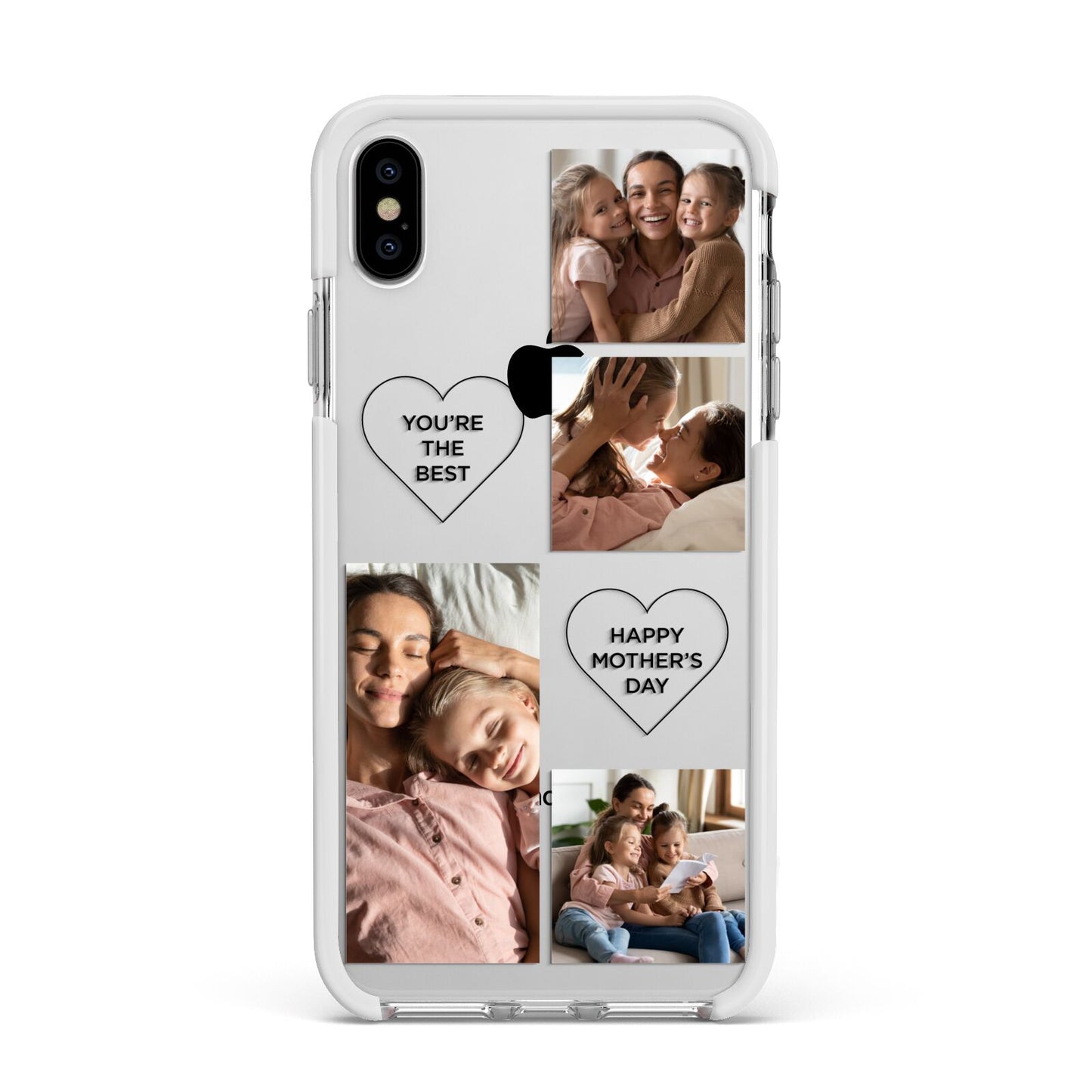 Mothers Day Multi Photo Tiles Apple iPhone Xs Max Impact Case White Edge on Silver Phone