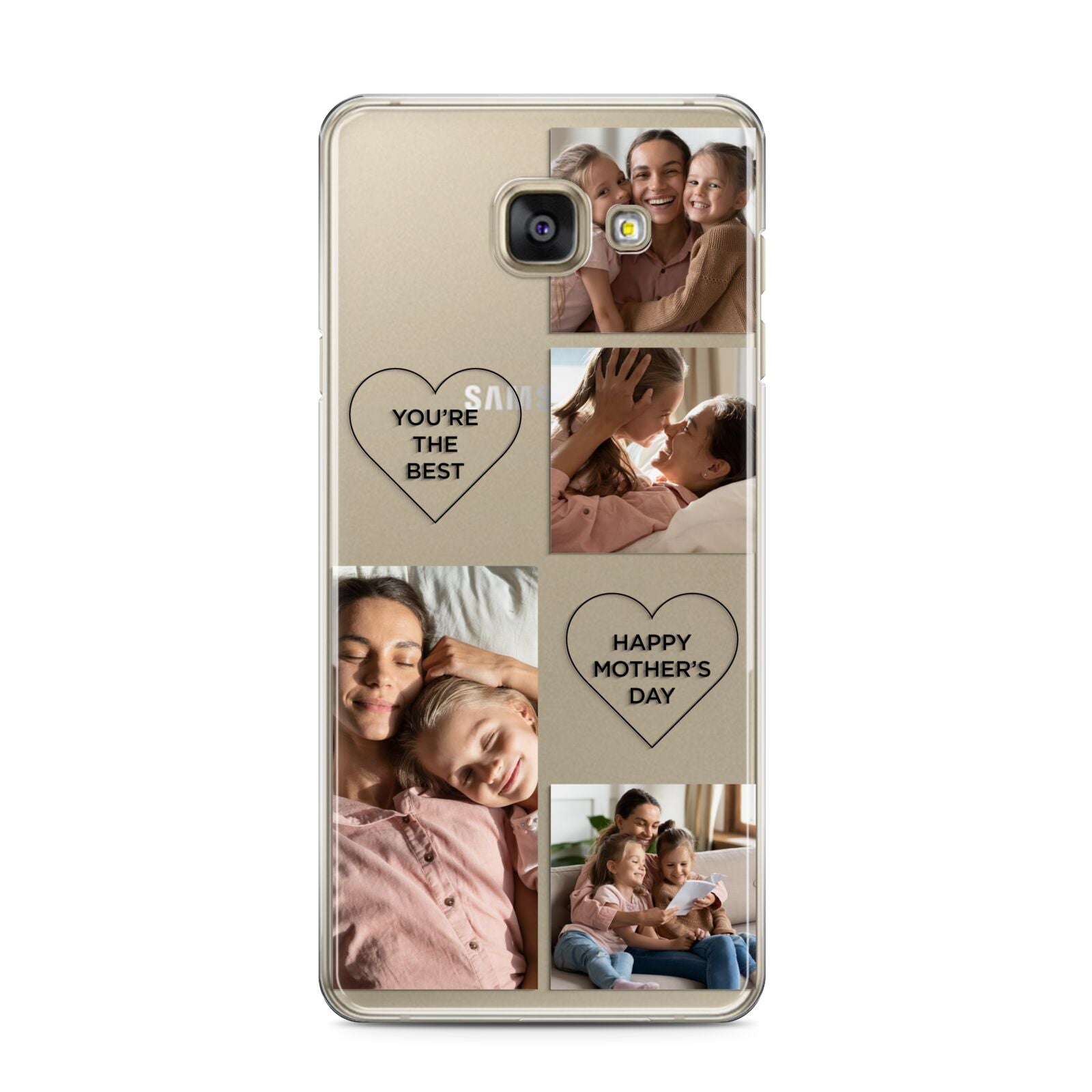 Mothers Day Multi Photo Tiles Samsung Galaxy A3 2016 Case on gold phone