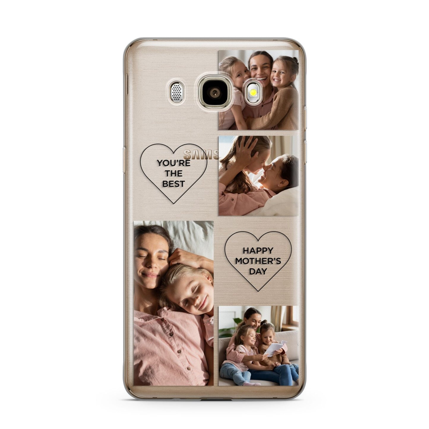 Mothers Day Multi Photo Tiles Samsung Galaxy J7 2016 Case on gold phone