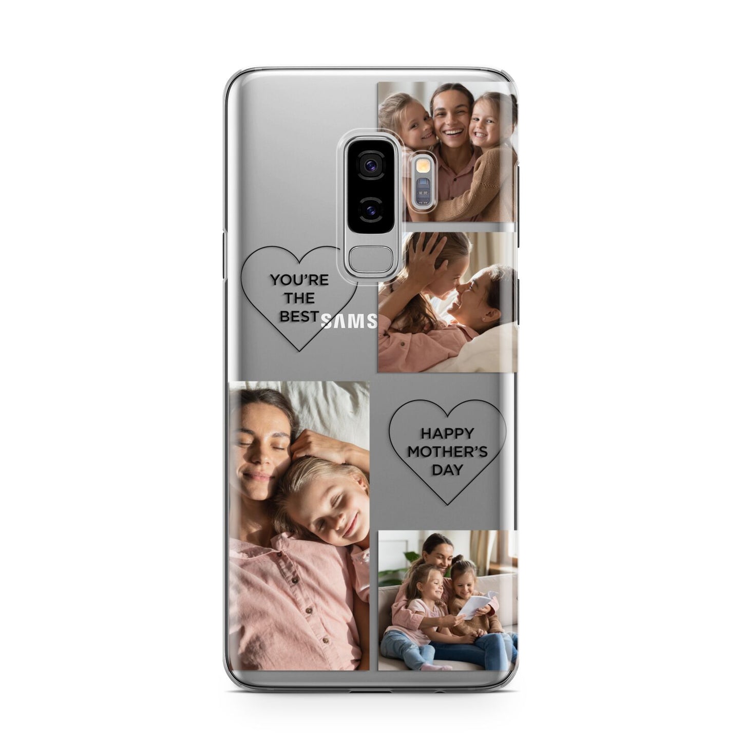 Mothers Day Multi Photo Tiles Samsung Galaxy S9 Plus Case on Silver phone