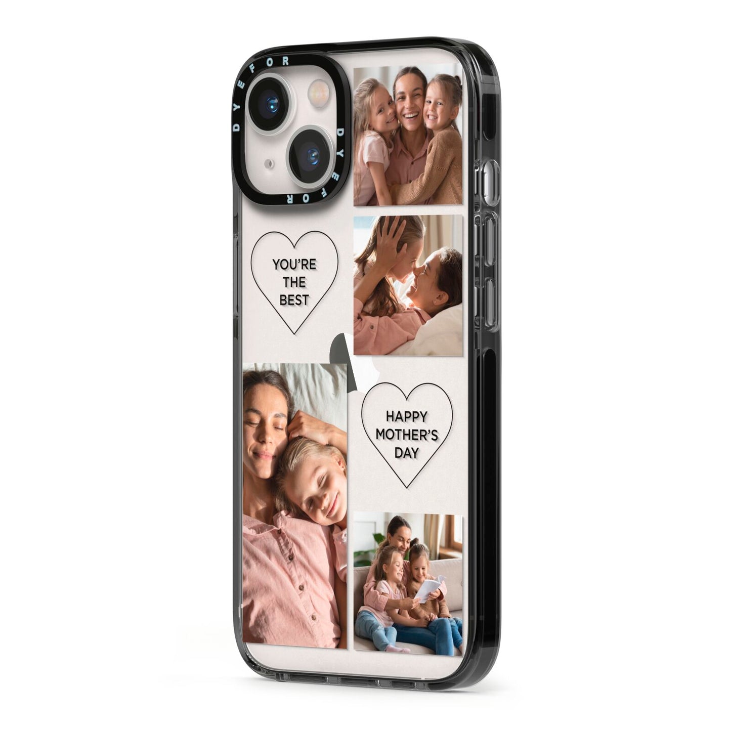 Mothers Day Multi Photo Tiles iPhone 13 Black Impact Case Side Angle on Silver phone