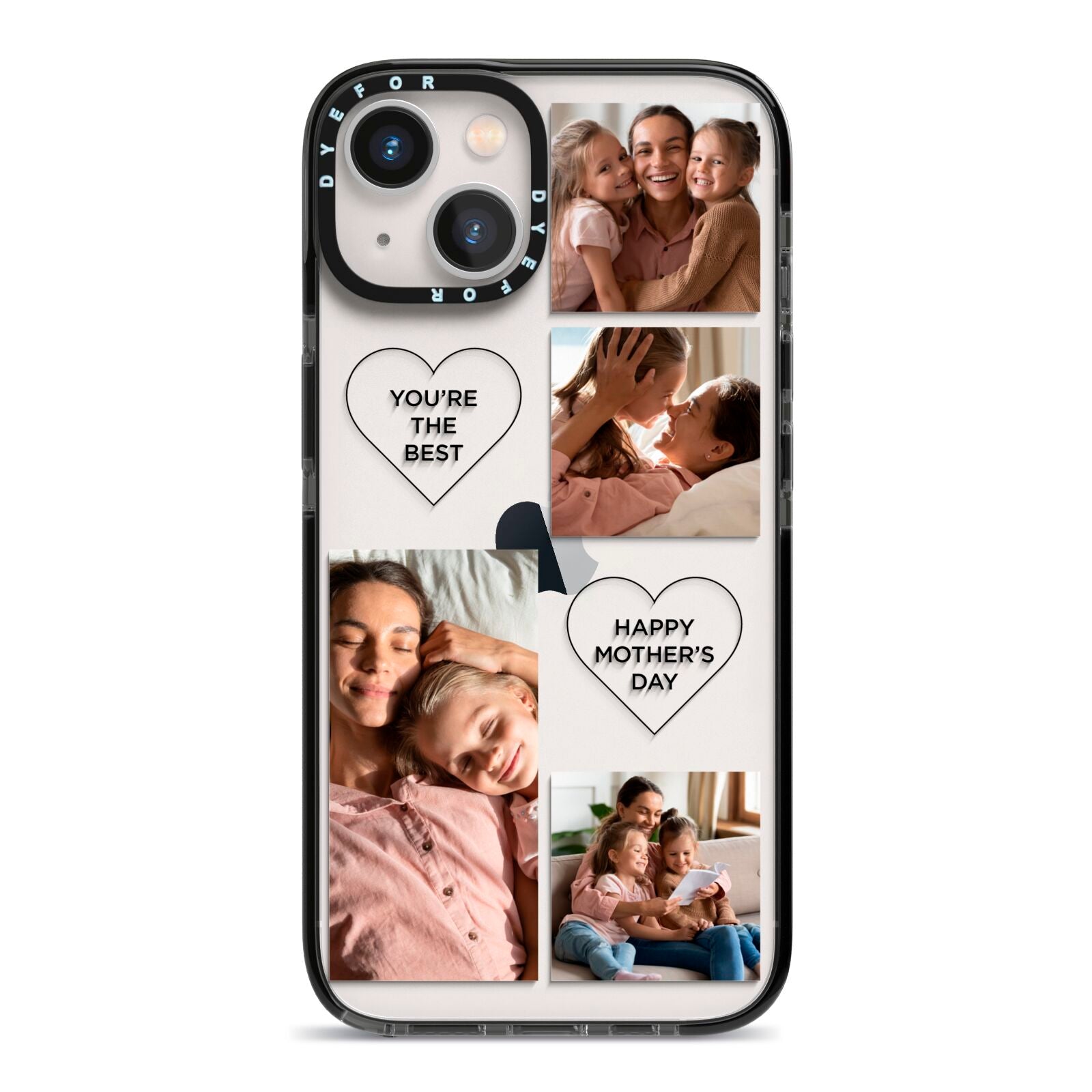 Mothers Day Multi Photo Tiles iPhone 13 Black Impact Case on Silver phone