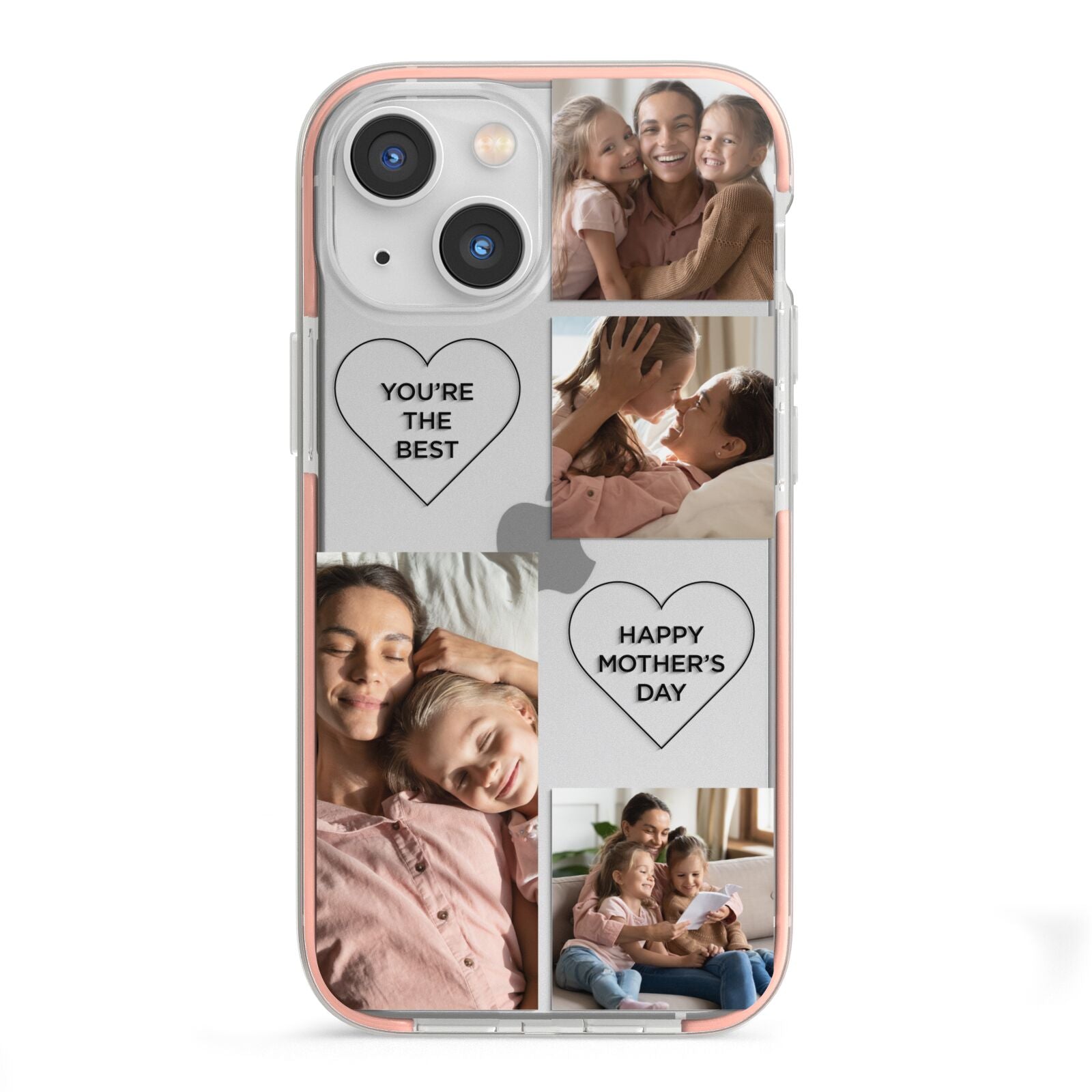 Mothers Day Multi Photo Tiles iPhone 13 Mini TPU Impact Case with Pink Edges