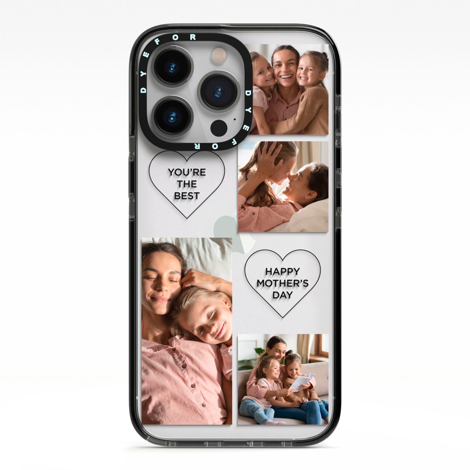 Mothers Day Multi Photo Tiles iPhone 13 Pro Black Impact Case on Silver phone