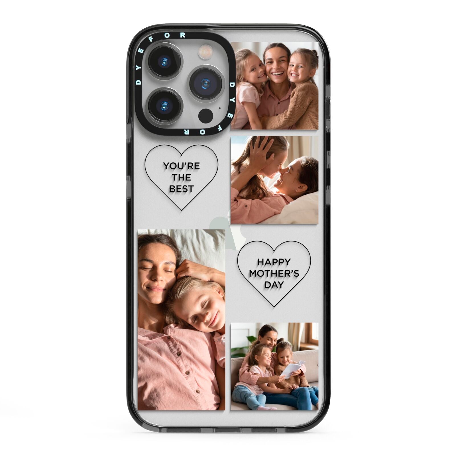 Mothers Day Multi Photo Tiles iPhone 13 Pro Max Black Impact Case on Silver phone