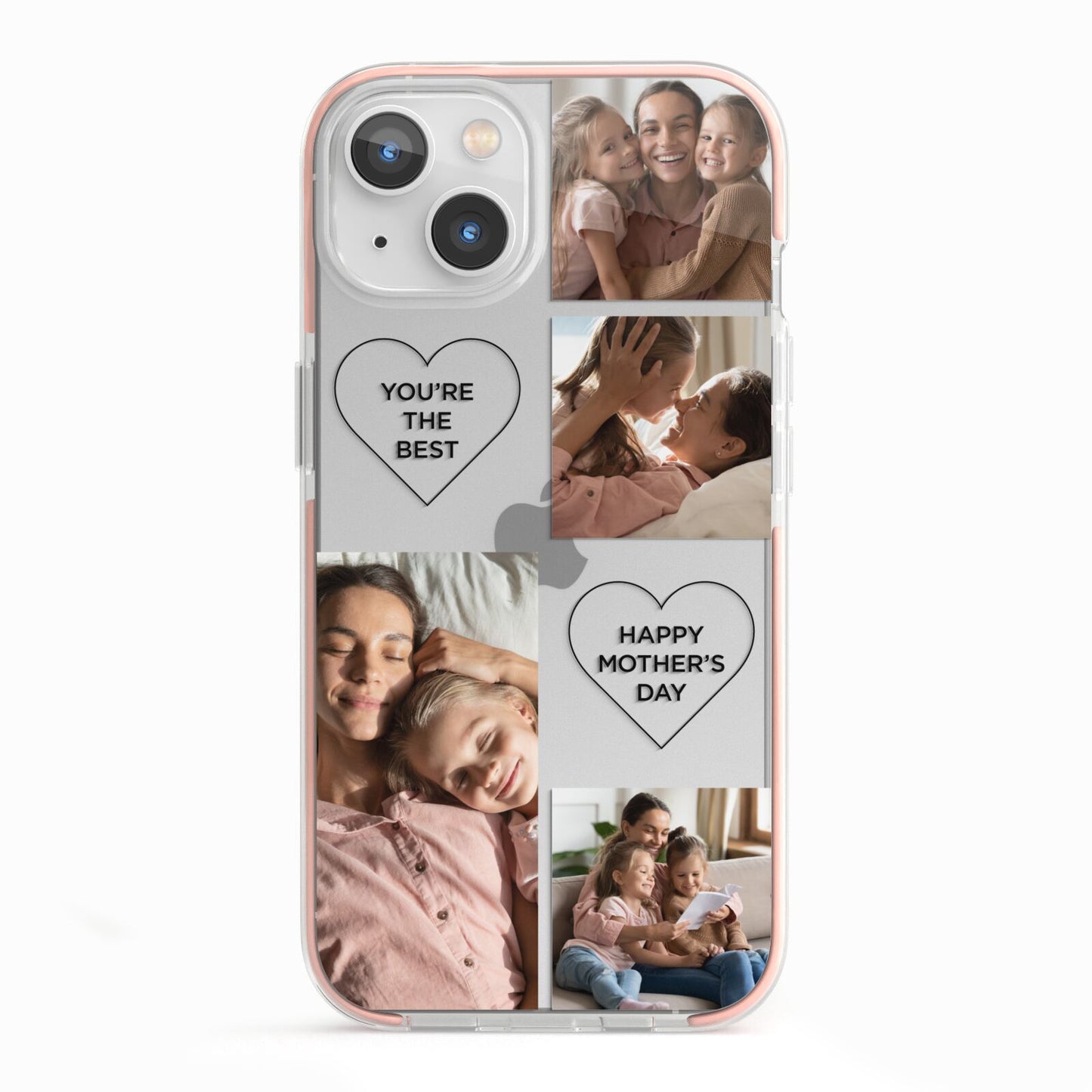 Mothers Day Multi Photo Tiles iPhone 13 TPU Impact Case with Pink Edges