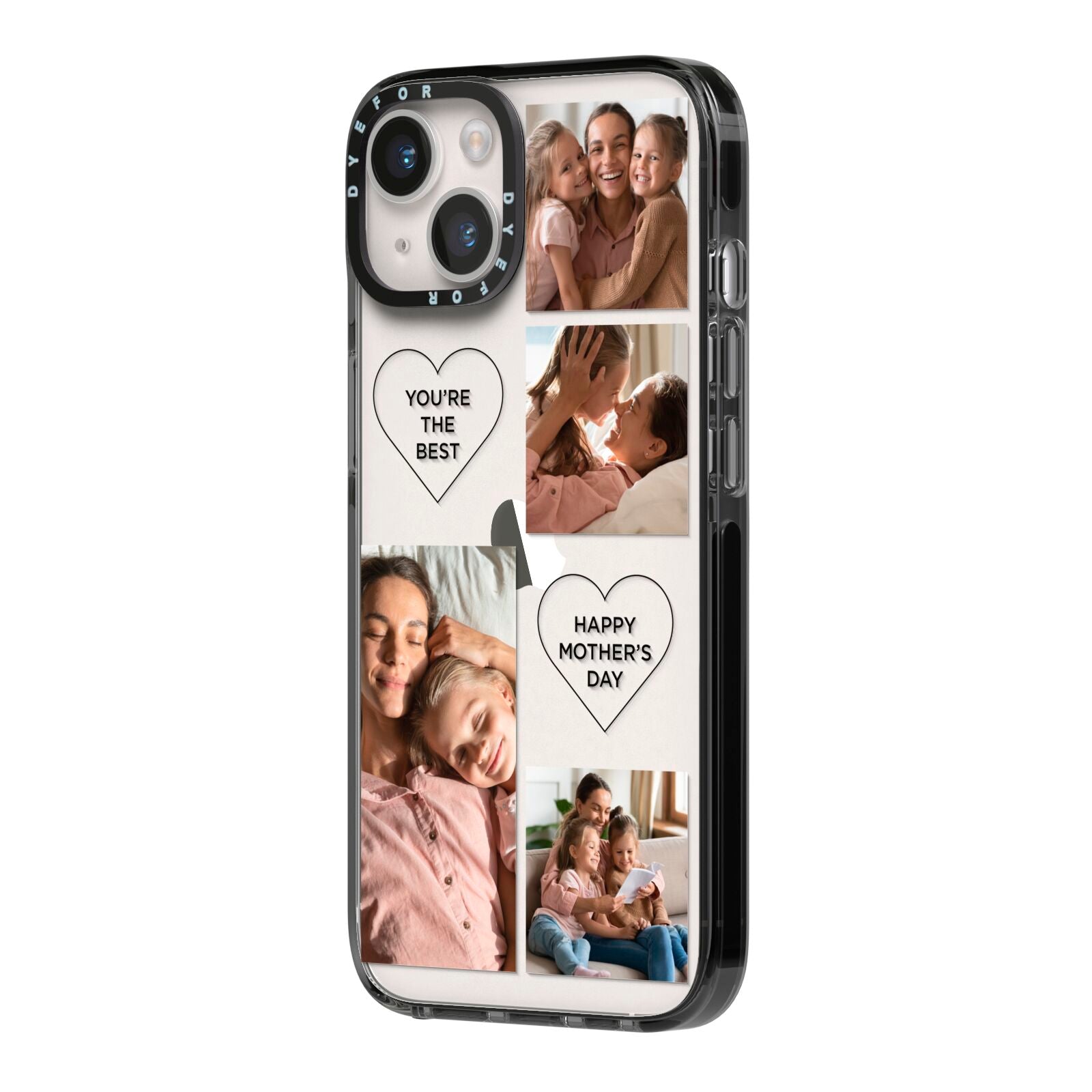 Mothers Day Multi Photo Tiles iPhone 14 Black Impact Case Side Angle on Silver phone