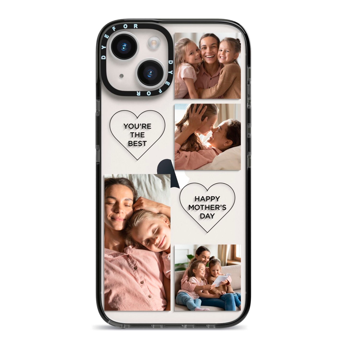 Mothers Day Multi Photo Tiles iPhone 14 Black Impact Case on Silver phone