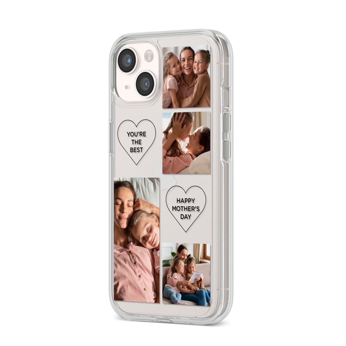 Mothers Day Multi Photo Tiles iPhone 14 Clear Tough Case Starlight Angled Image