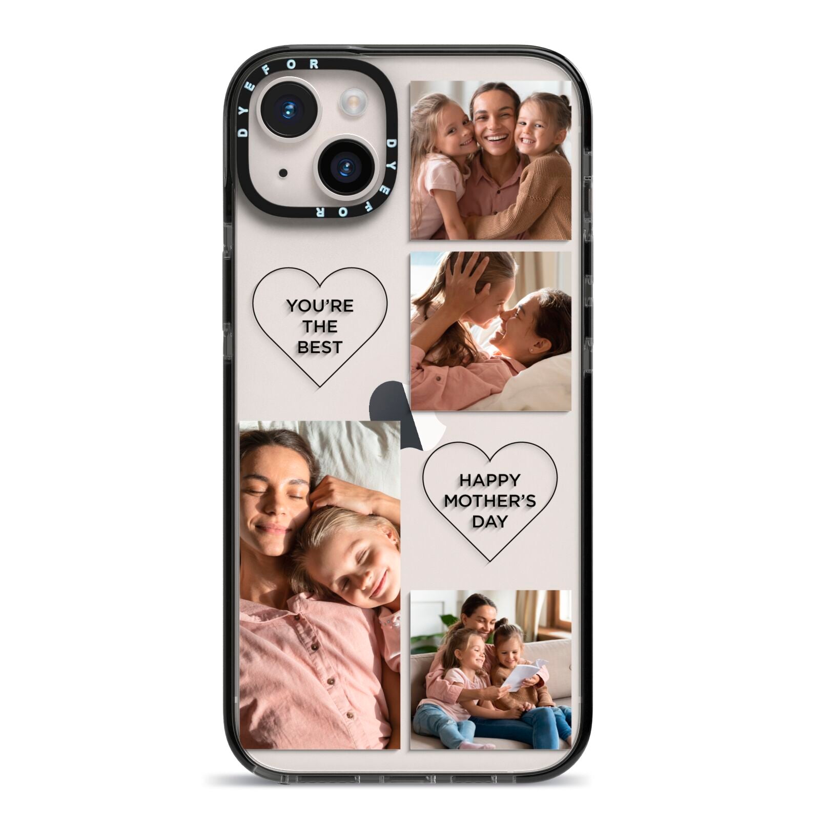 Mothers Day Multi Photo Tiles iPhone 14 Plus Black Impact Case on Silver phone