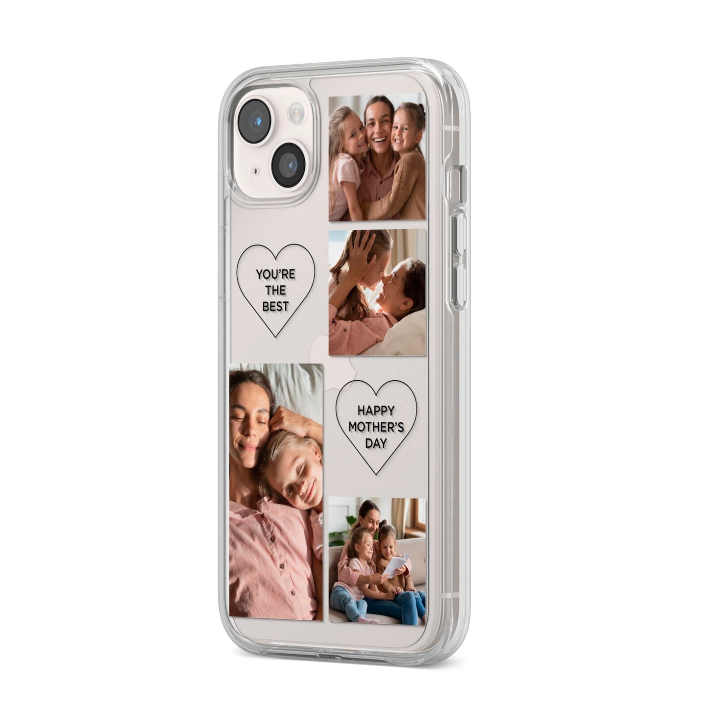 Mothers Day Multi Photo Tiles iPhone 14 Plus Clear Tough Case Starlight Angled Image