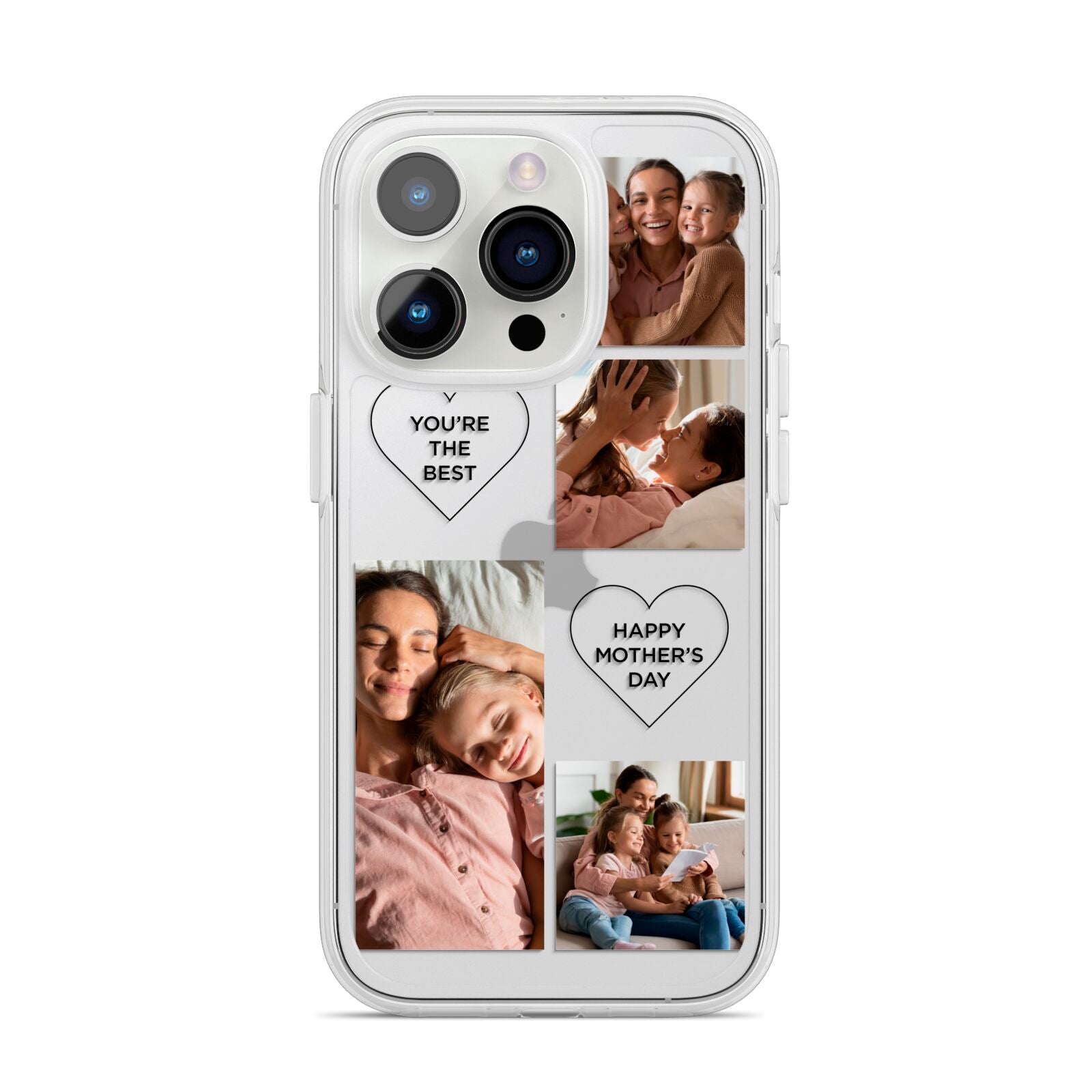 Mothers Day Multi Photo Tiles iPhone 14 Pro Clear Tough Case Silver