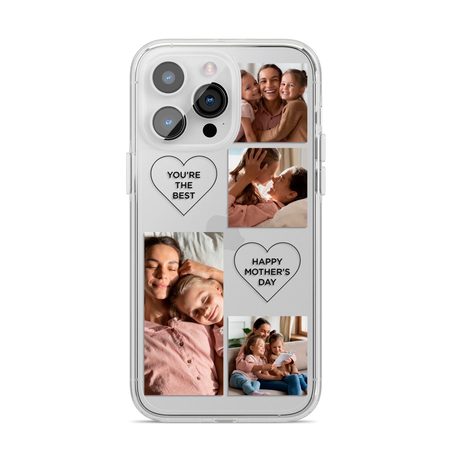 Mothers Day Multi Photo Tiles iPhone 14 Pro Max Clear Tough Case Silver