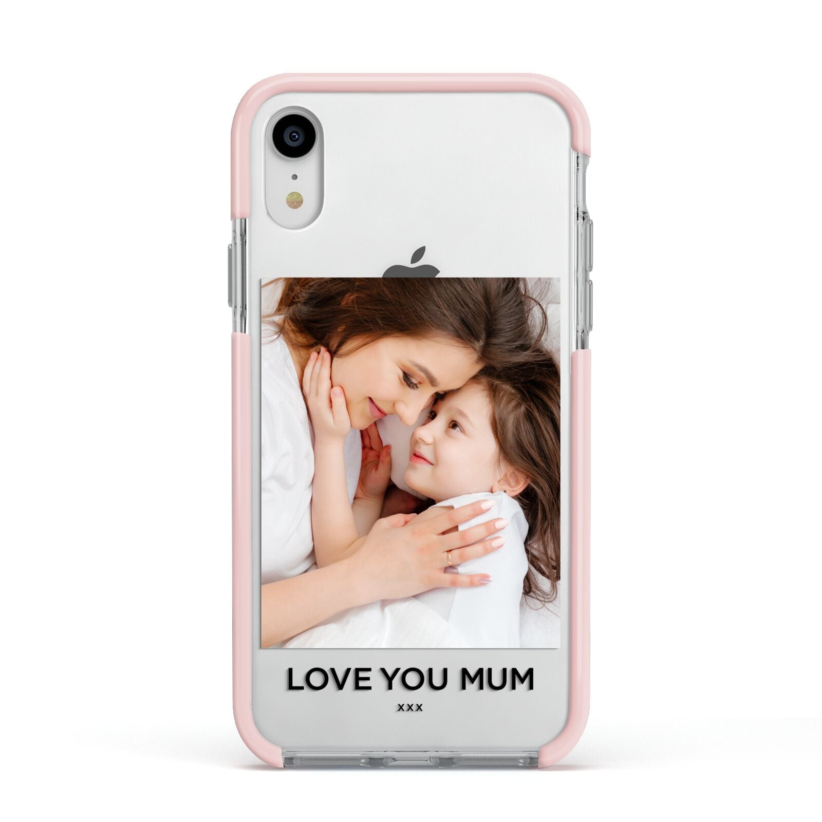 Mothers Day Photo Apple iPhone XR Impact Case Pink Edge on Silver Phone