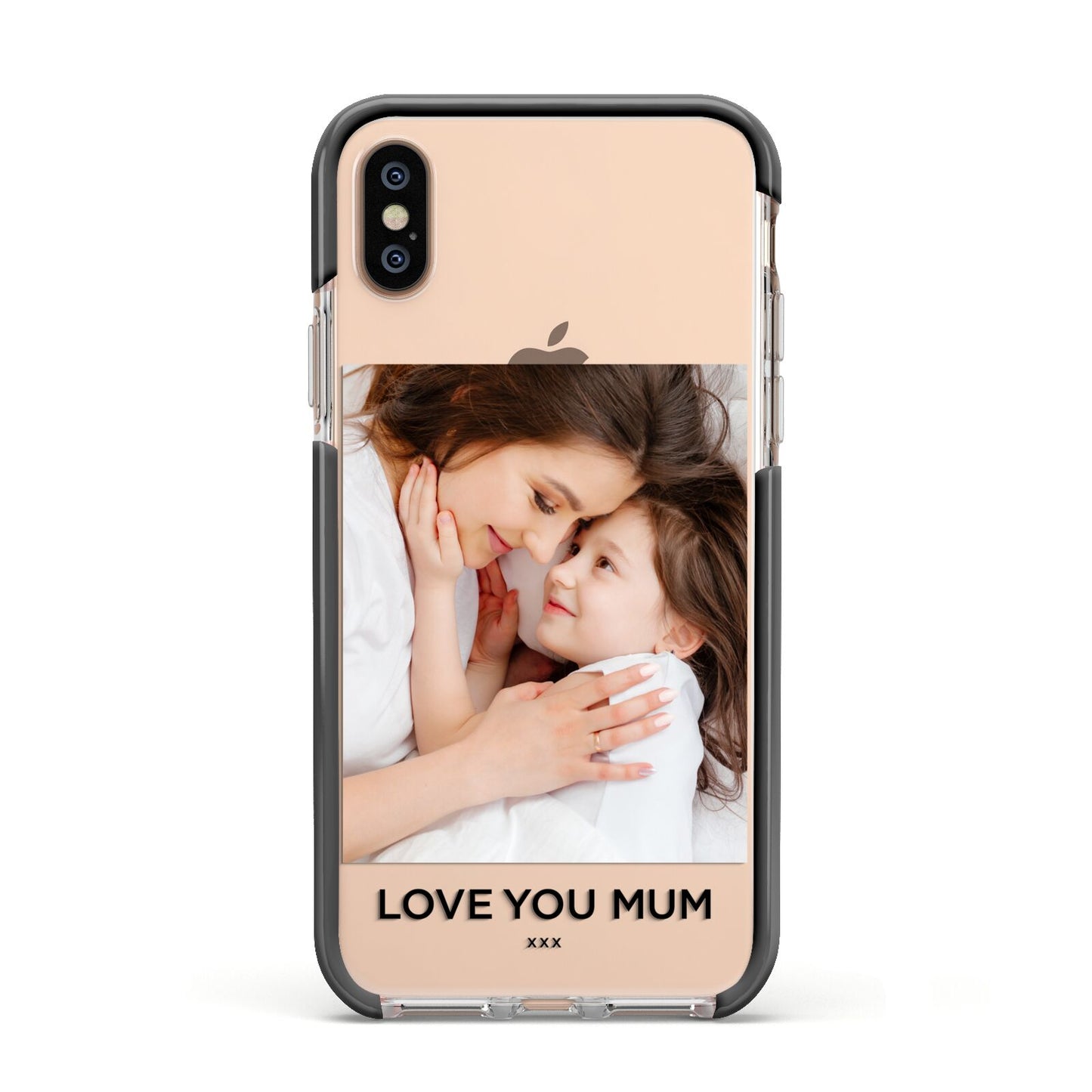 Mothers Day Photo Apple iPhone Xs Impact Case Black Edge on Gold Phone