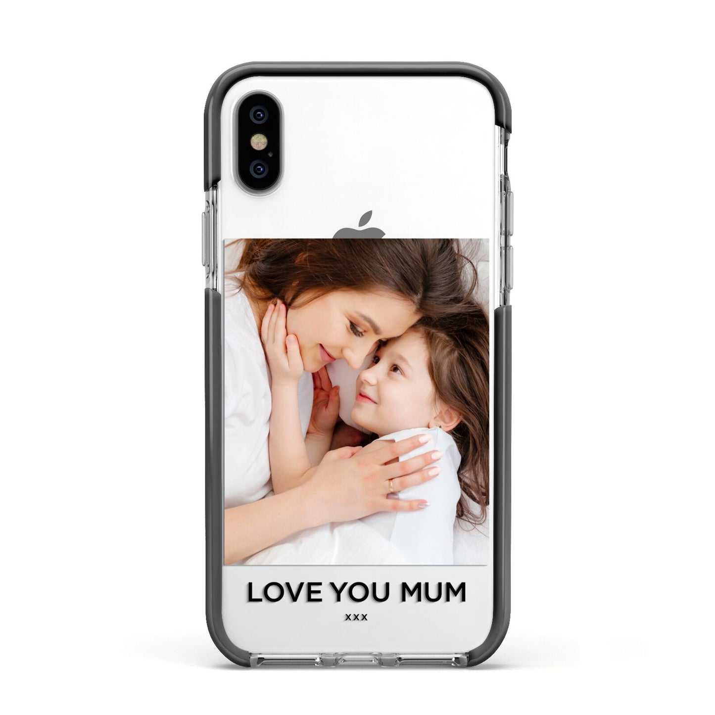 Mothers Day Photo Apple iPhone Xs Impact Case Black Edge on Silver Phone