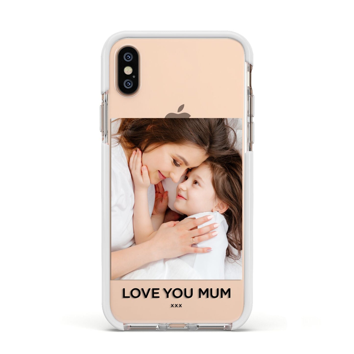 Mothers Day Photo Apple iPhone Xs Impact Case White Edge on Gold Phone