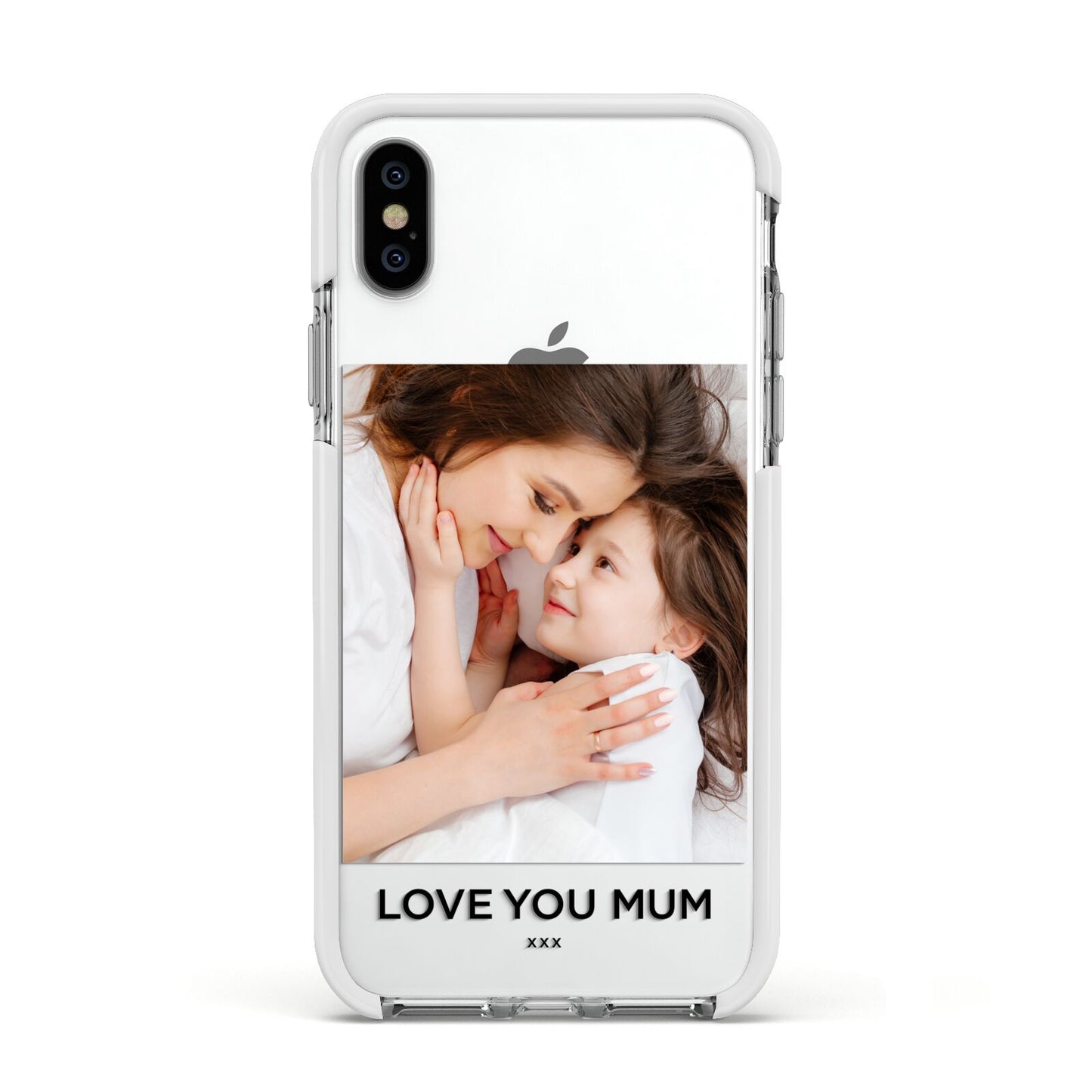 Mothers Day Photo Apple iPhone Xs Impact Case White Edge on Silver Phone