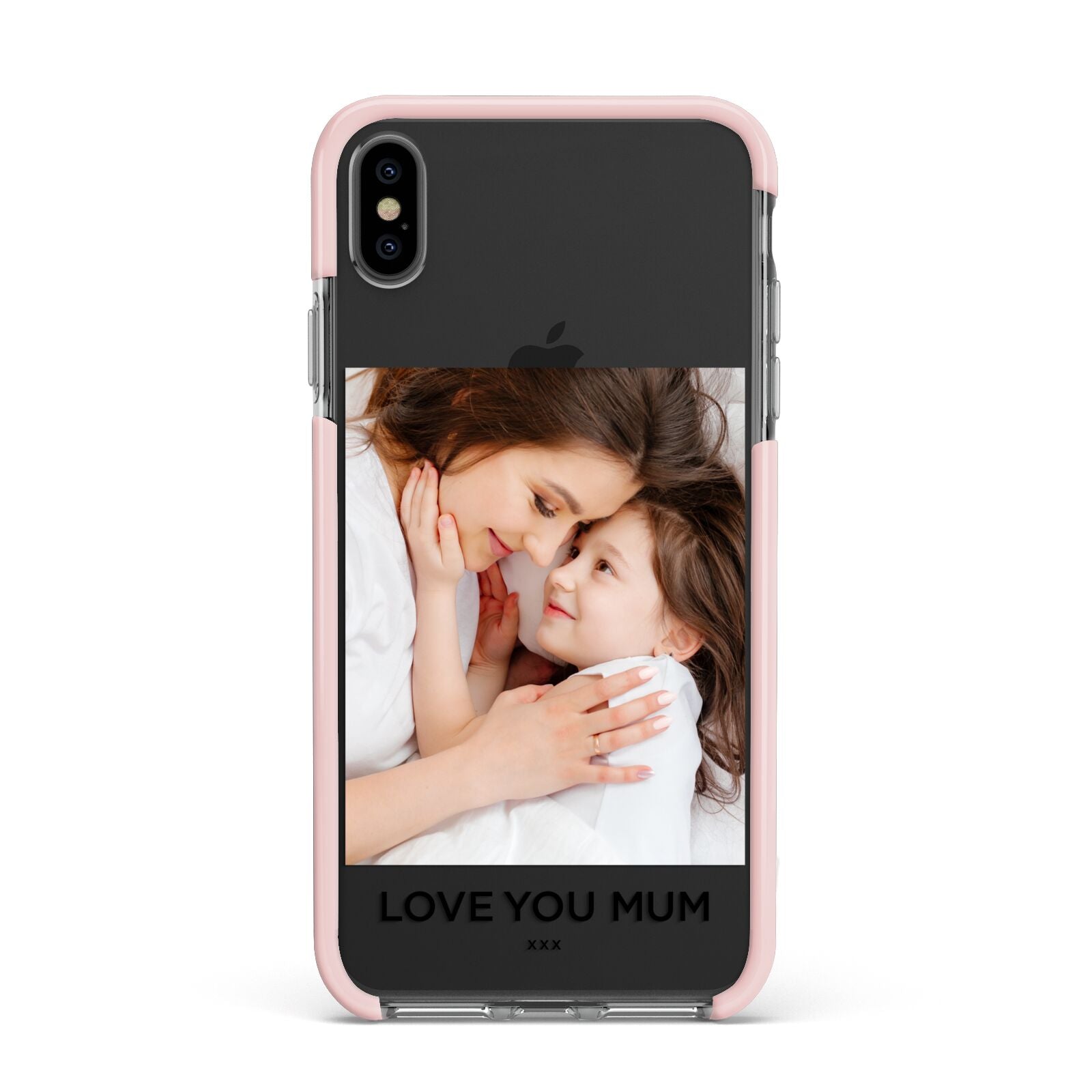 Mothers Day Photo Apple iPhone Xs Max Impact Case Pink Edge on Black Phone