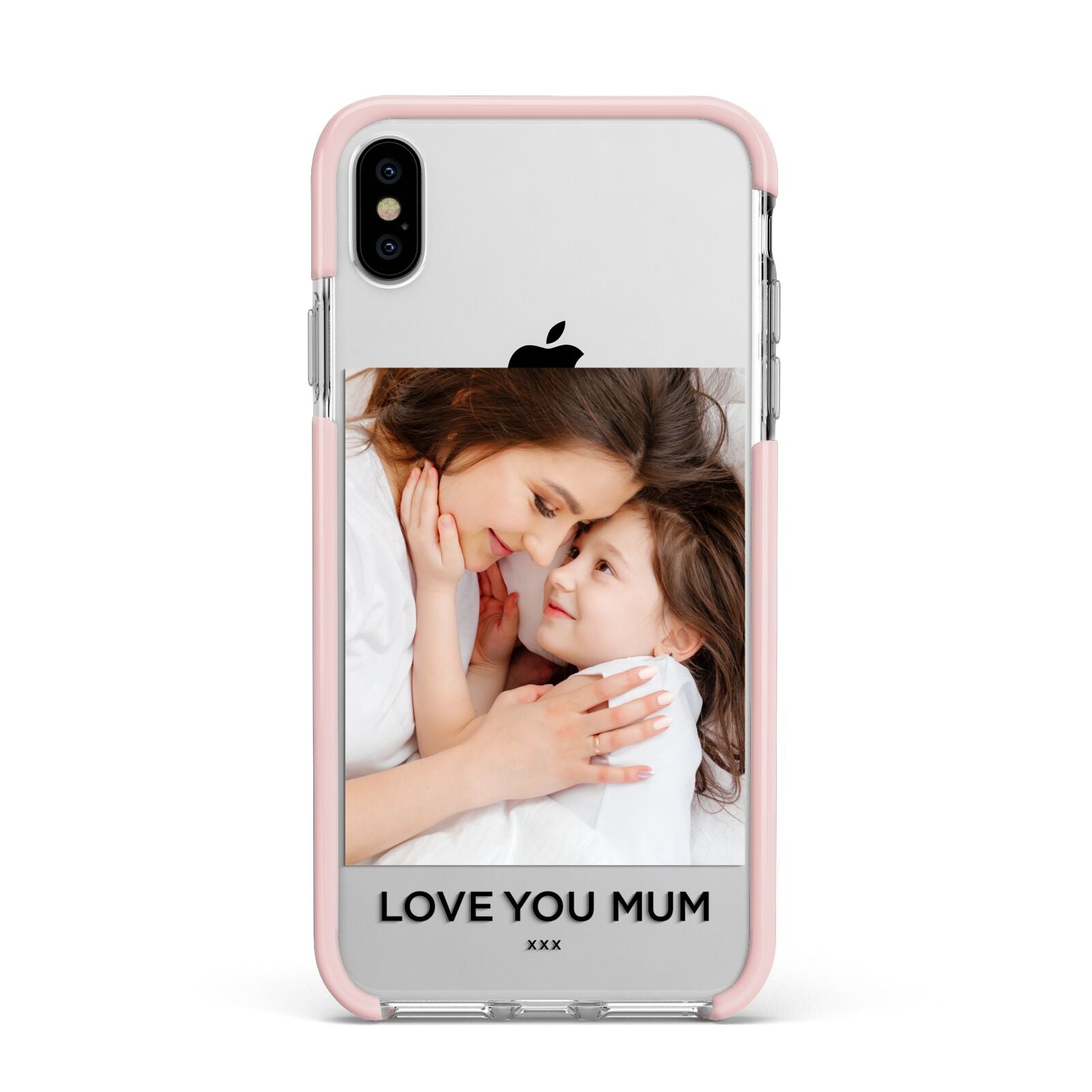 Mothers Day Photo Apple iPhone Xs Max Impact Case Pink Edge on Silver Phone